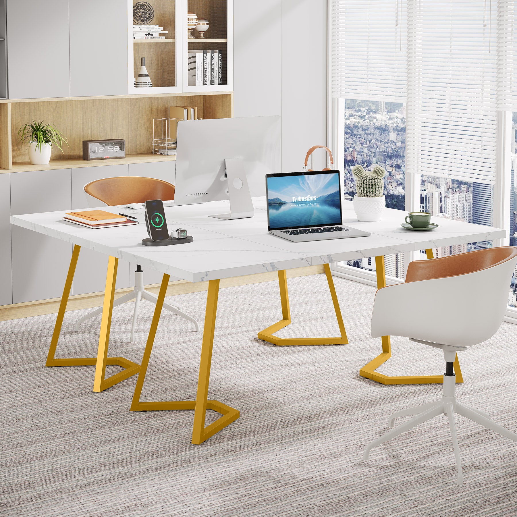 Tribesigns Scrivania per computer, tavolo da conferenze 140 cm tavolo da lavoro