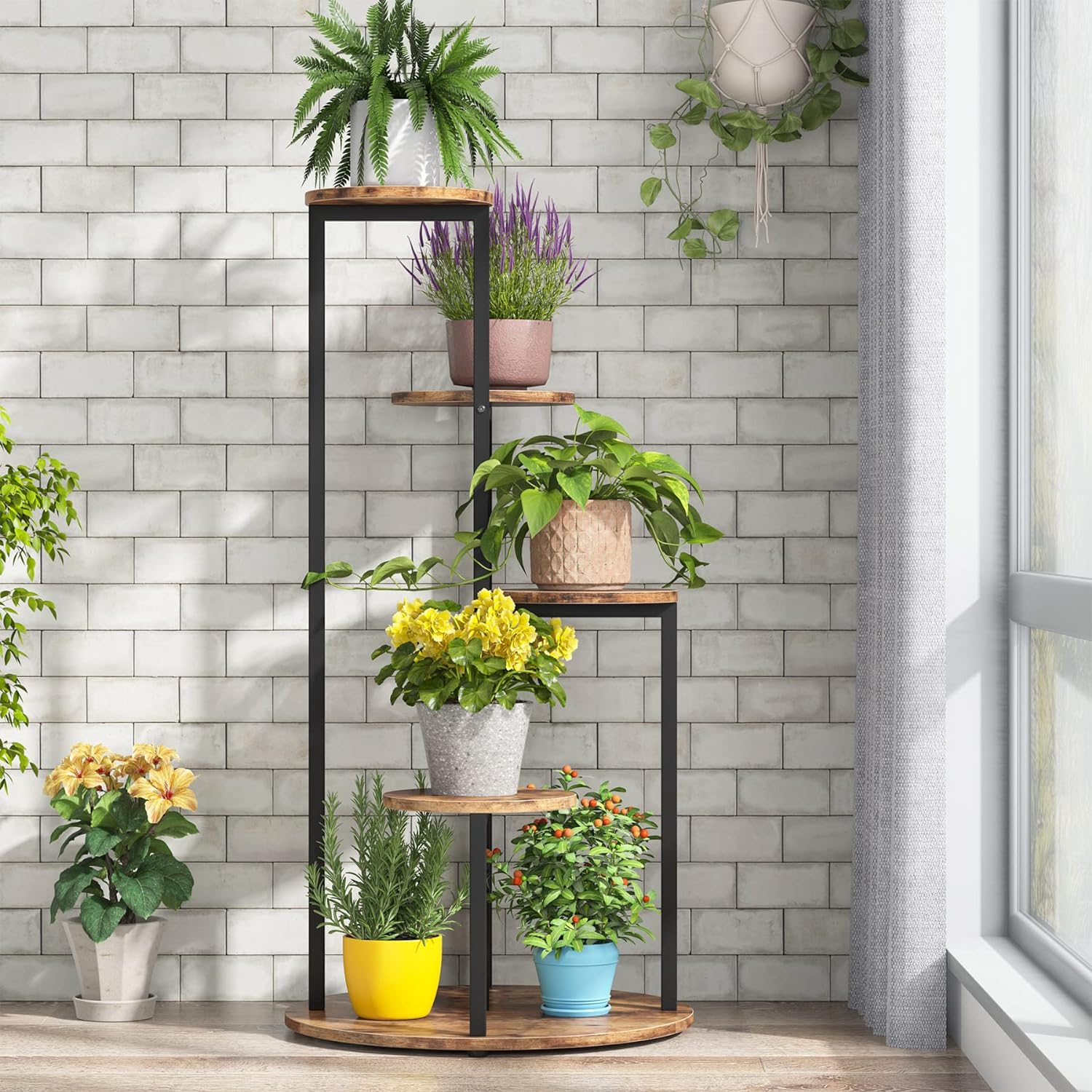 Leaf Supporto Per Piante In Metallo Dorato Con Fioriera – 55 Cm Di Altezza, Uso Interno