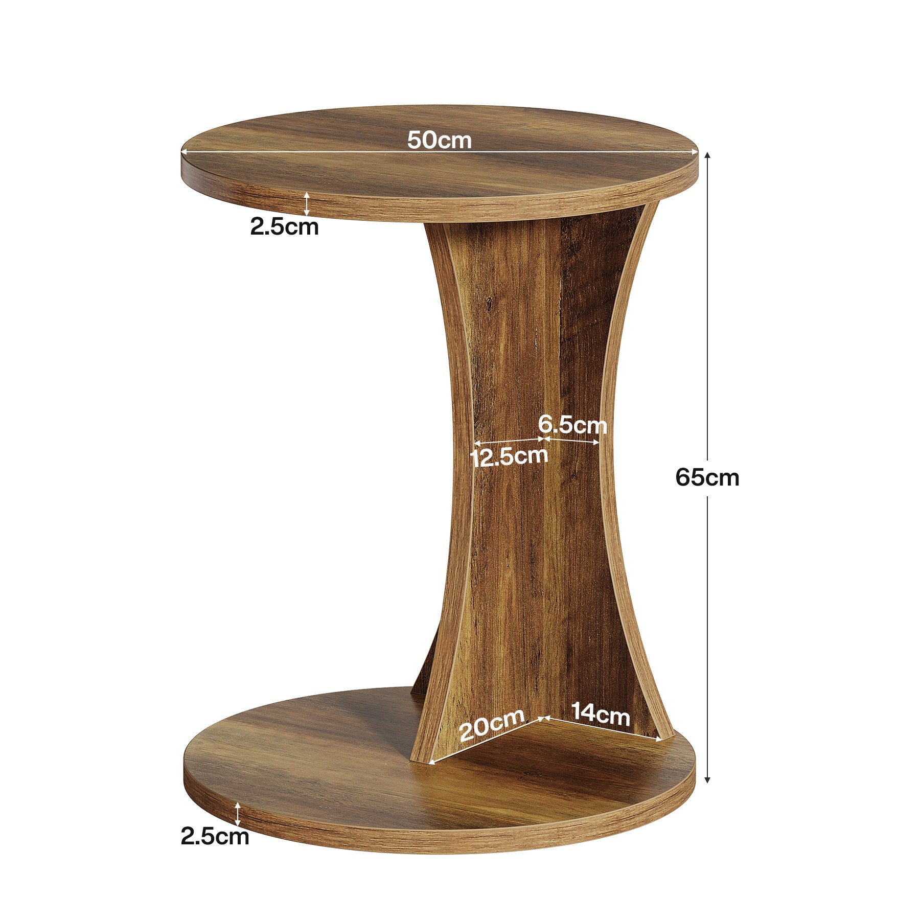 Tribesigns Tavolino laterale, tavolino rotondo da divano tavolino da caffè a forma di C