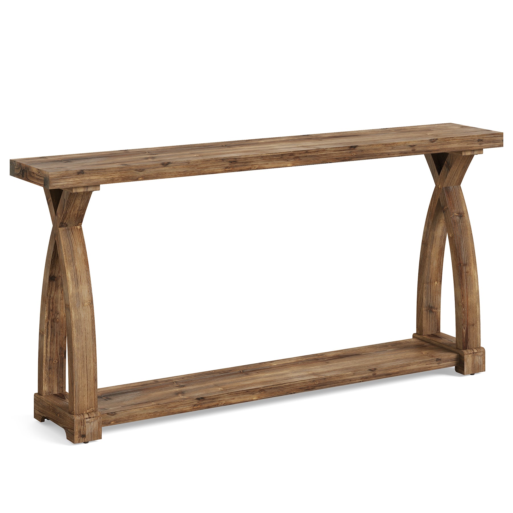 Tribesigns Tavolo Consolle da 160 cm, Tavolo Ingresso Stretta in Legno Massello a 2 Livelli