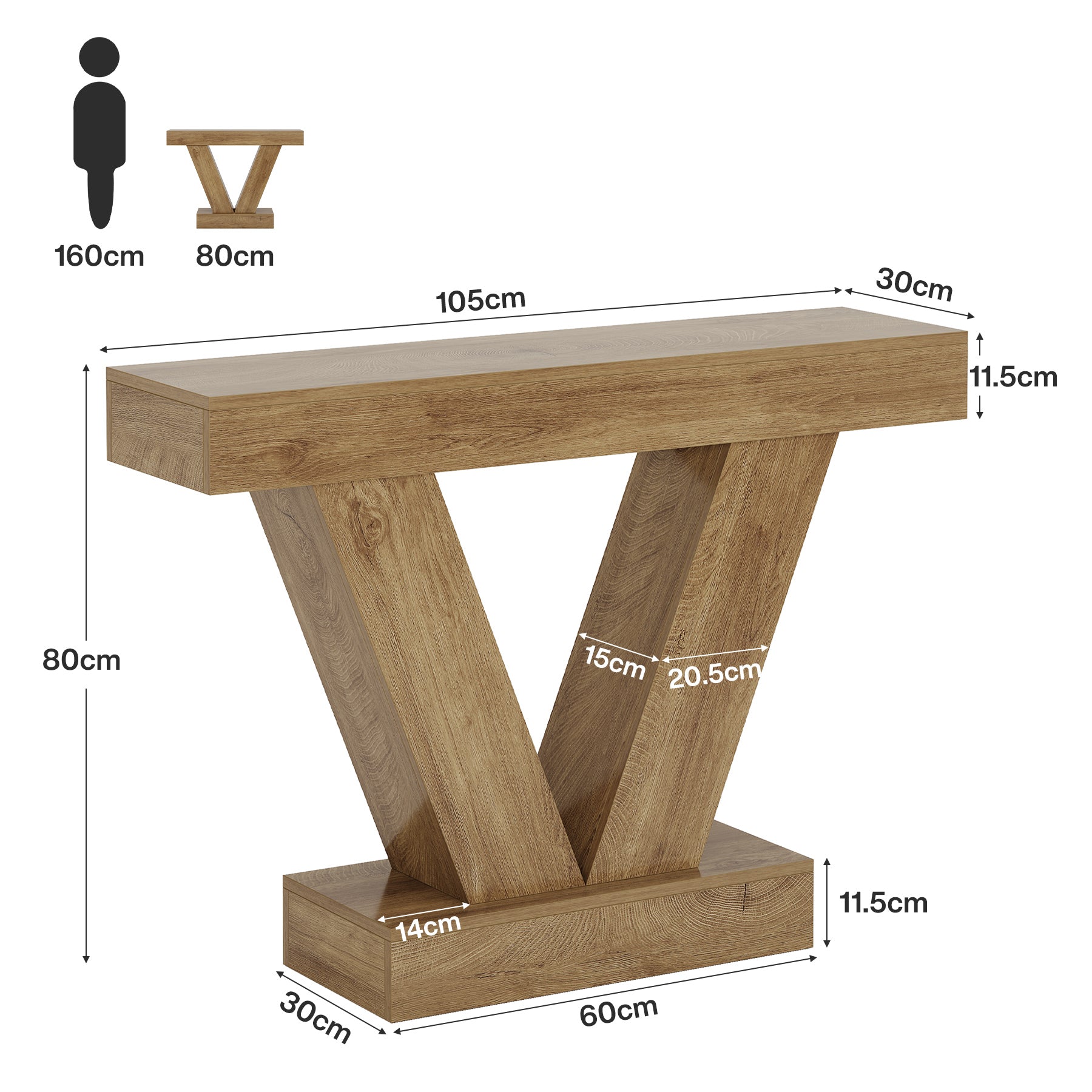Tribesigns Tavolo consolle da 105 cm, tavolo da ingresso con gambe a V