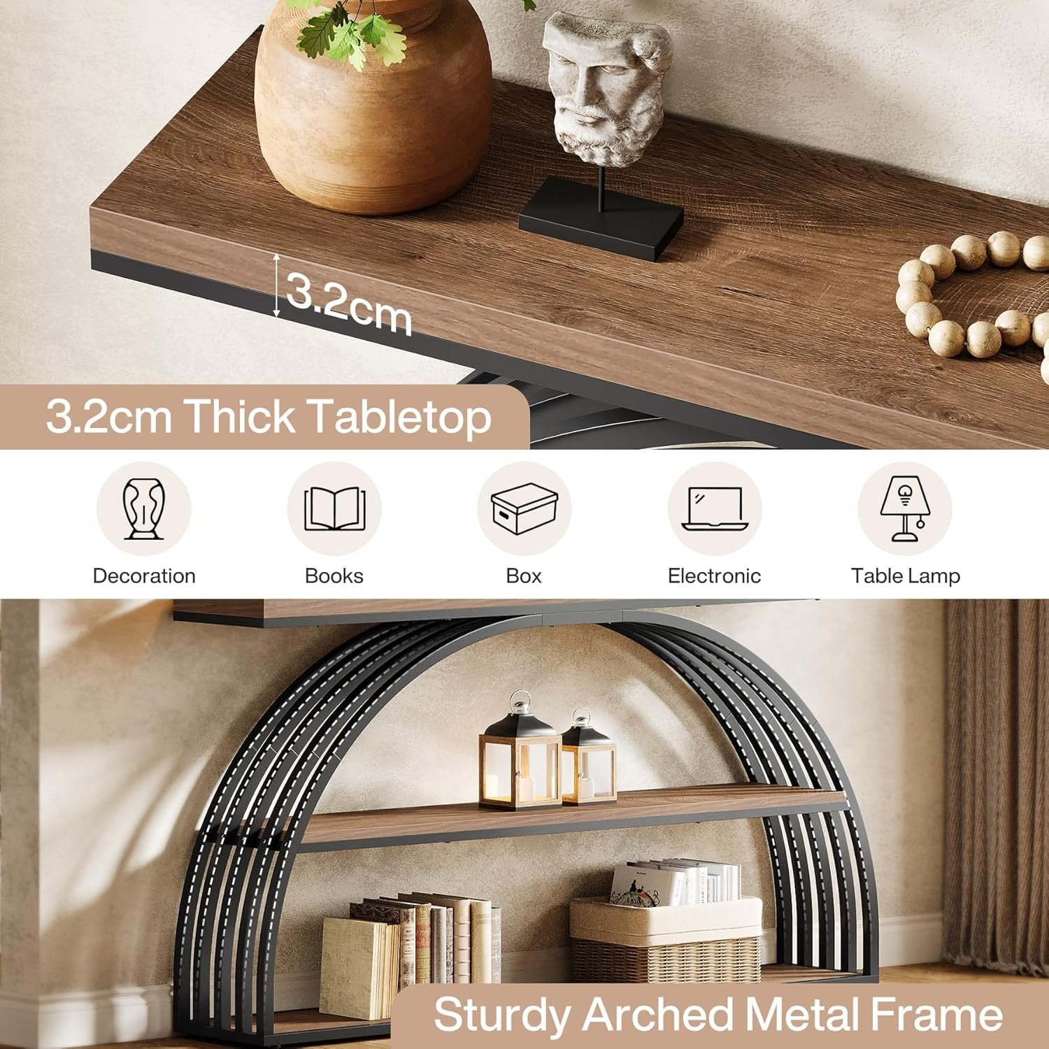 Tribesigns Tavolo consolle da 160 cm, tavolo da divano con Telaio Arcuato per Ingresso