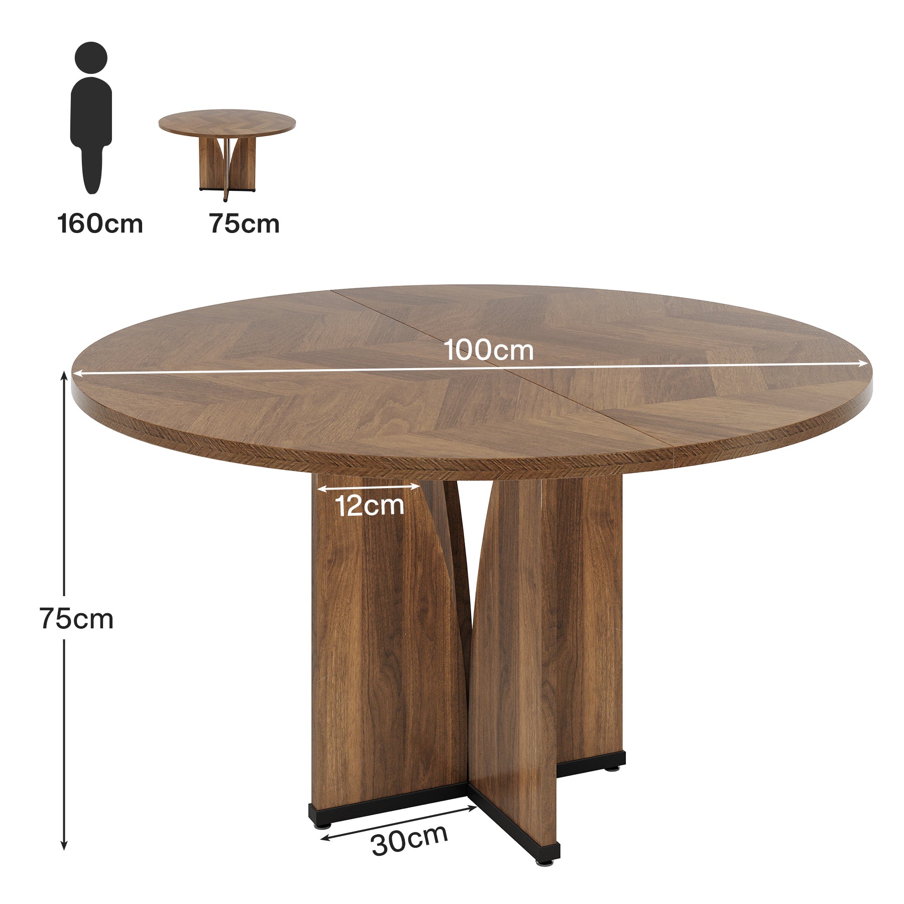Tribesigns Tavolo da pranzo da 100cm, tavolo da cucina rotondo per 4 persone