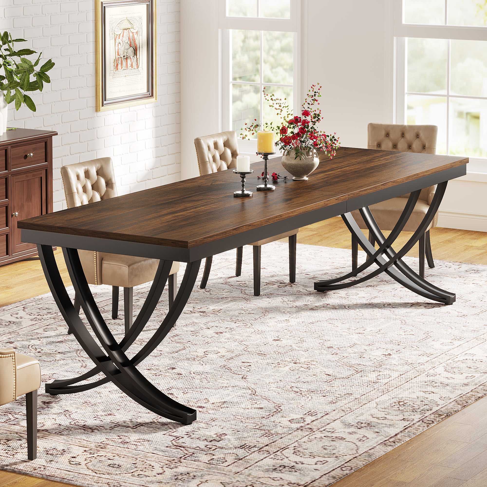 CLIPOP Tavolo Da Pranzo Rettangolare 120x80 Cm – Effetto Quercia, Gambe In Metallo Industriale, 4-6 Posti