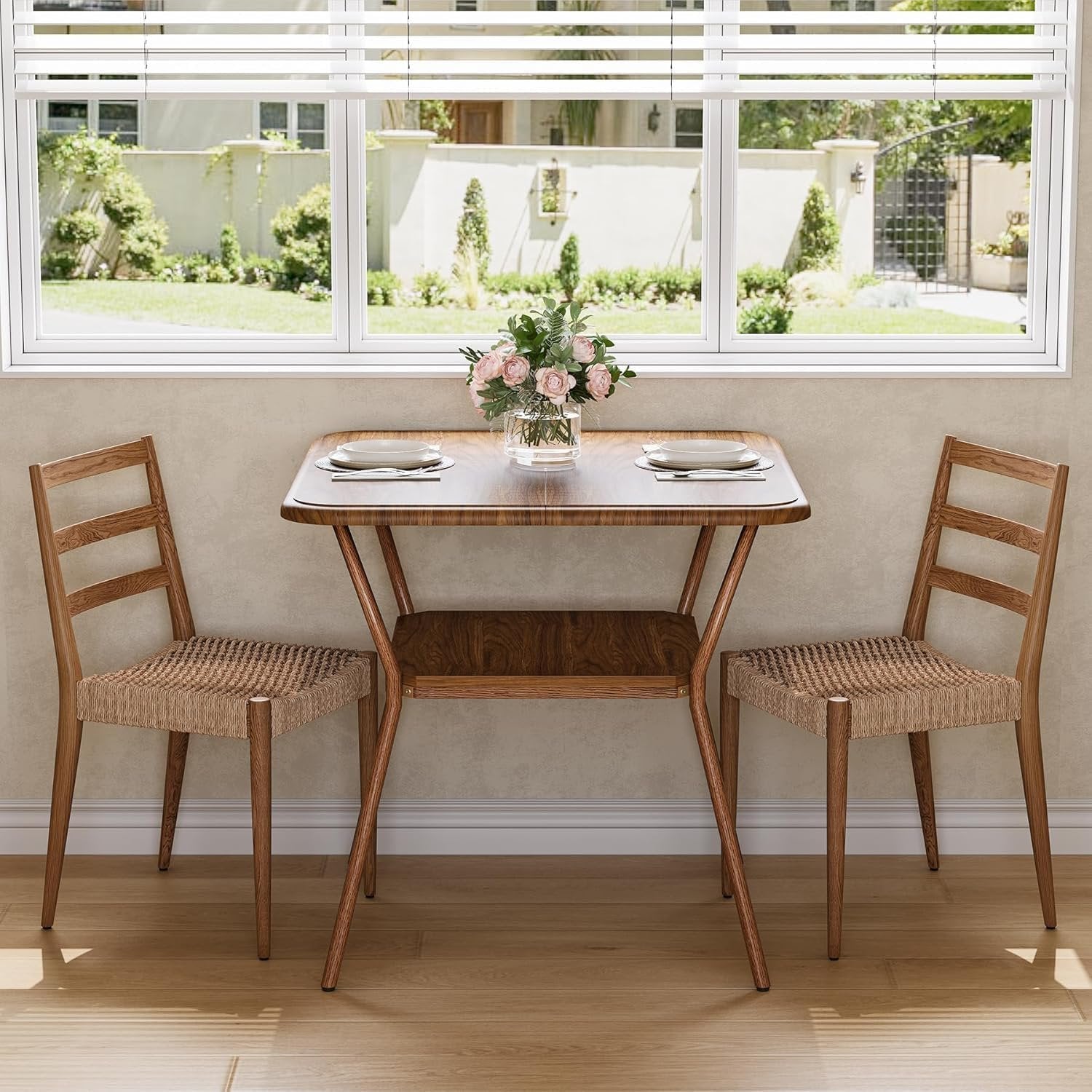 Tribesigns Tavolo da pranzo da 80 cm, tavolo da cucina quadrato a 2 piani per 2-4 persone