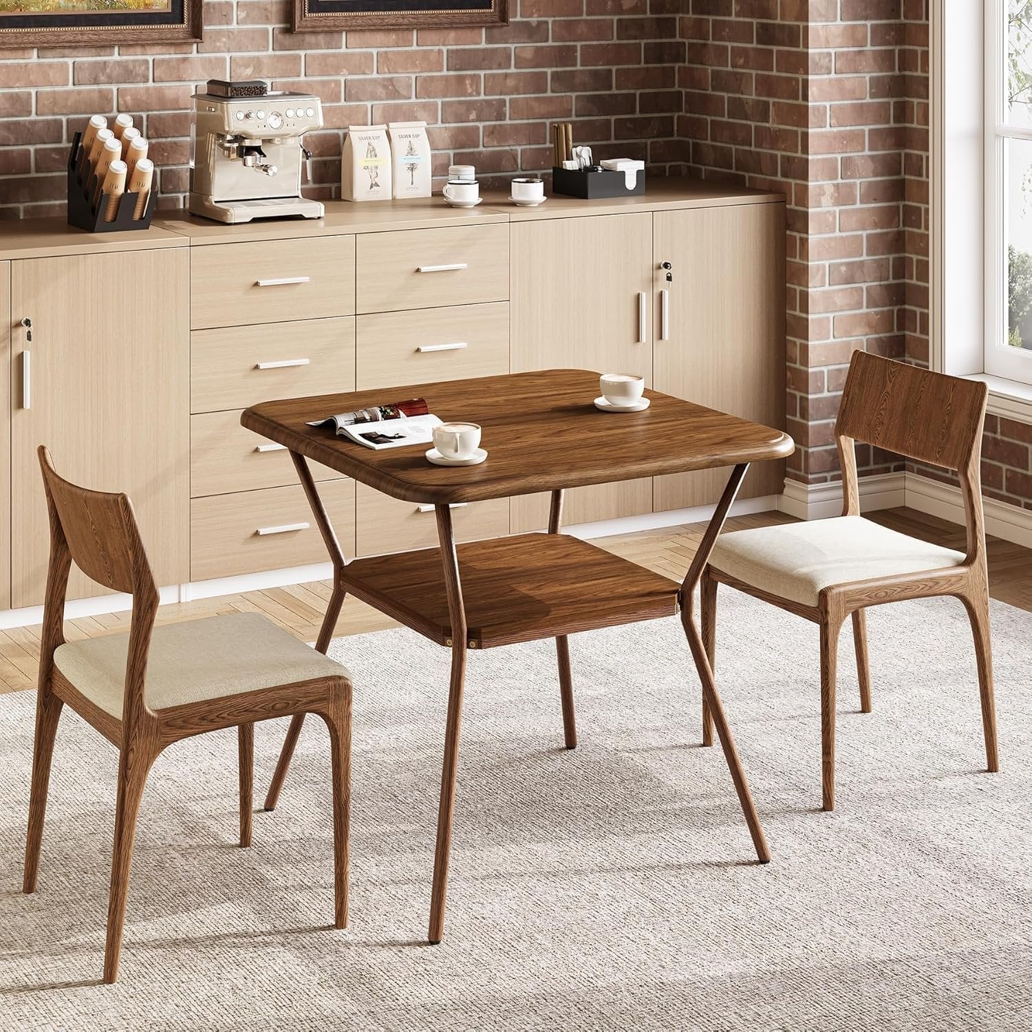 Tribesigns Tavolo da pranzo da 80 cm, tavolo da cucina quadrato a 2 piani per 2-4 persone