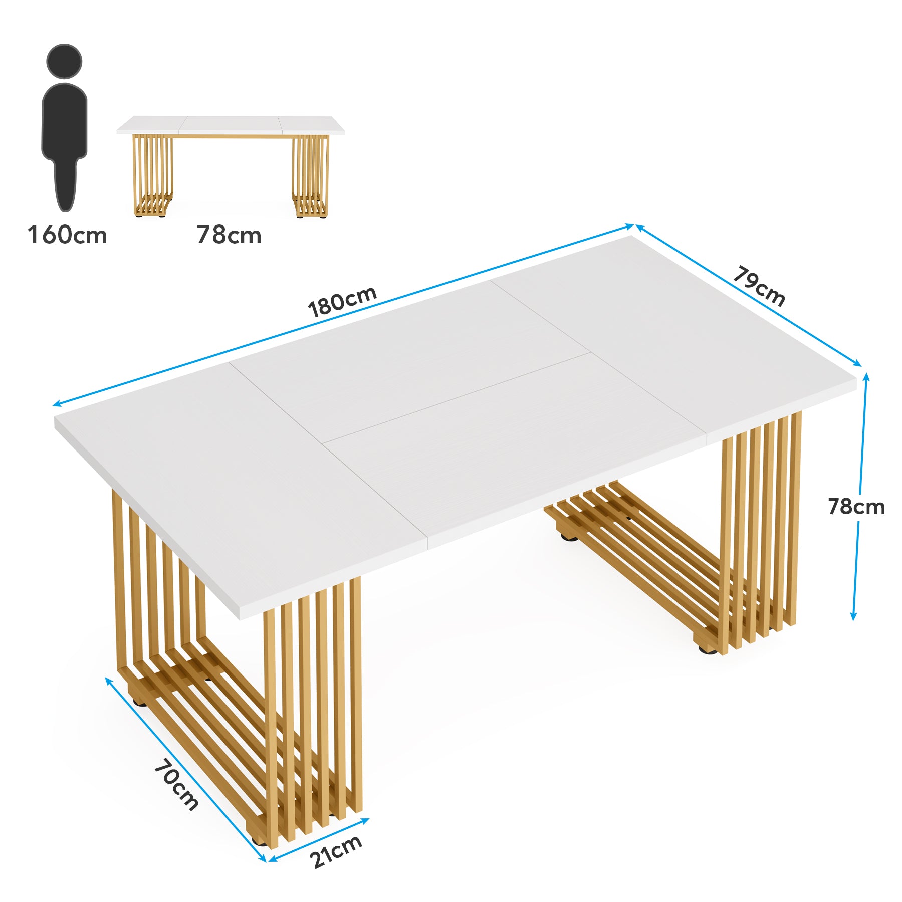 Tribesigns Tavolo da pranzo moderno per 6-8 persone bianco, Tavolo da cucina in legn