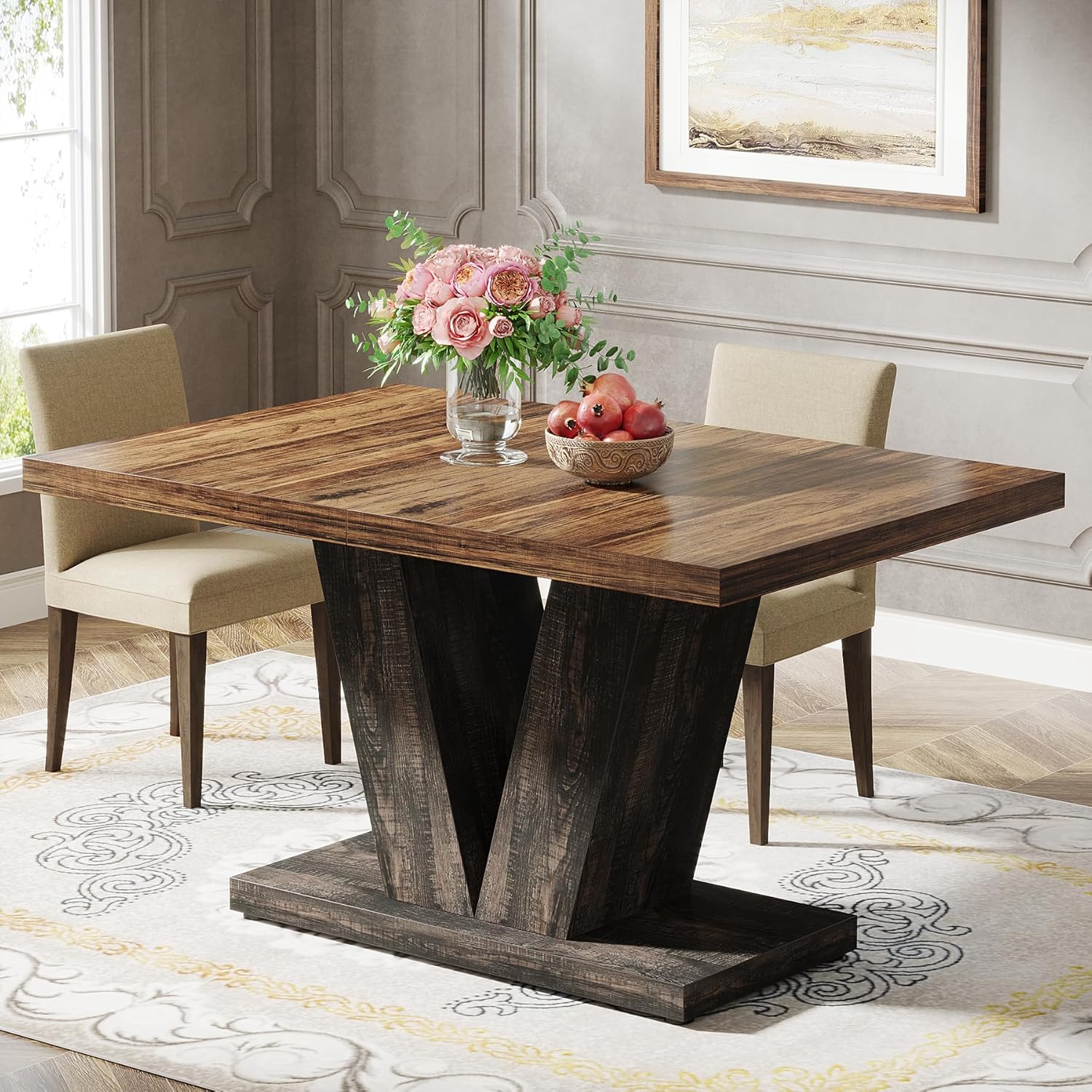 Tribesigns Tavolo da pranzo per 4 persone, Tavolo da cucina 120 cm Con base pesante