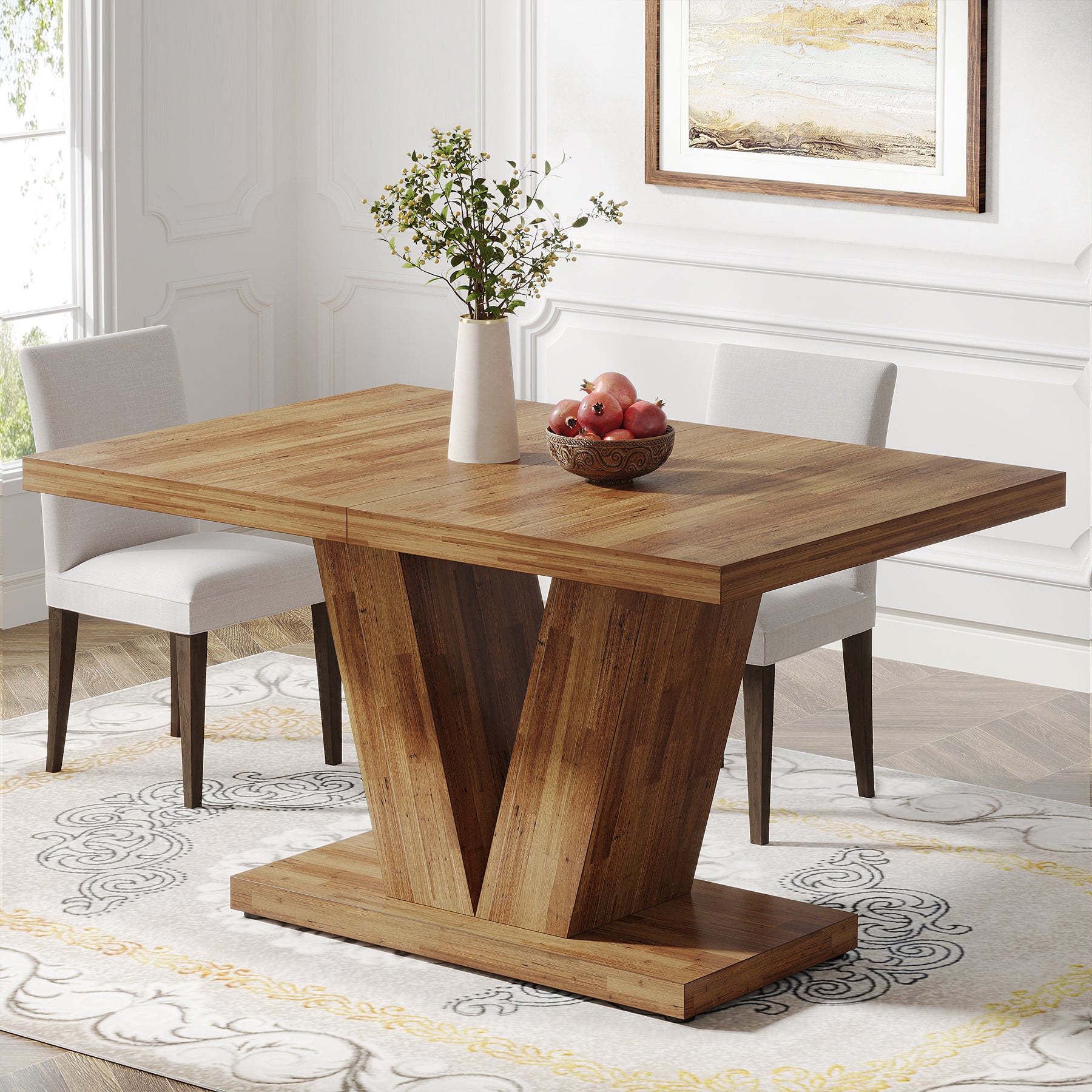 Tribesigns Tavolo da pranzo per 4 persone, Tavolo da cucina 120 cm Con base pesante