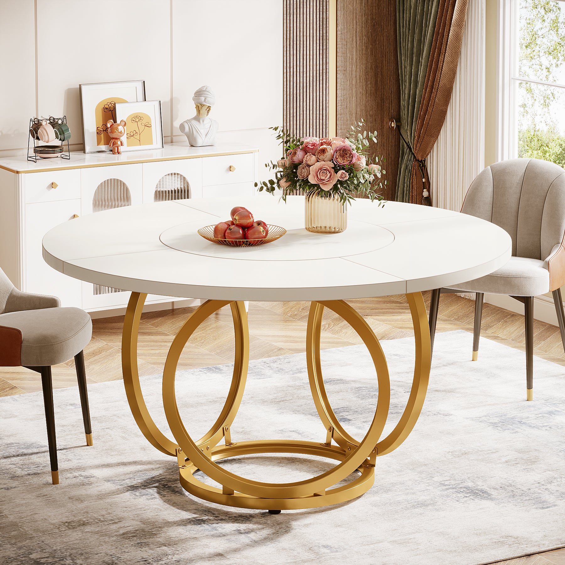 Tribesigns Tavolo da pranzo rotondo, moderno tavolo da pranzo da cucina da 120 cm