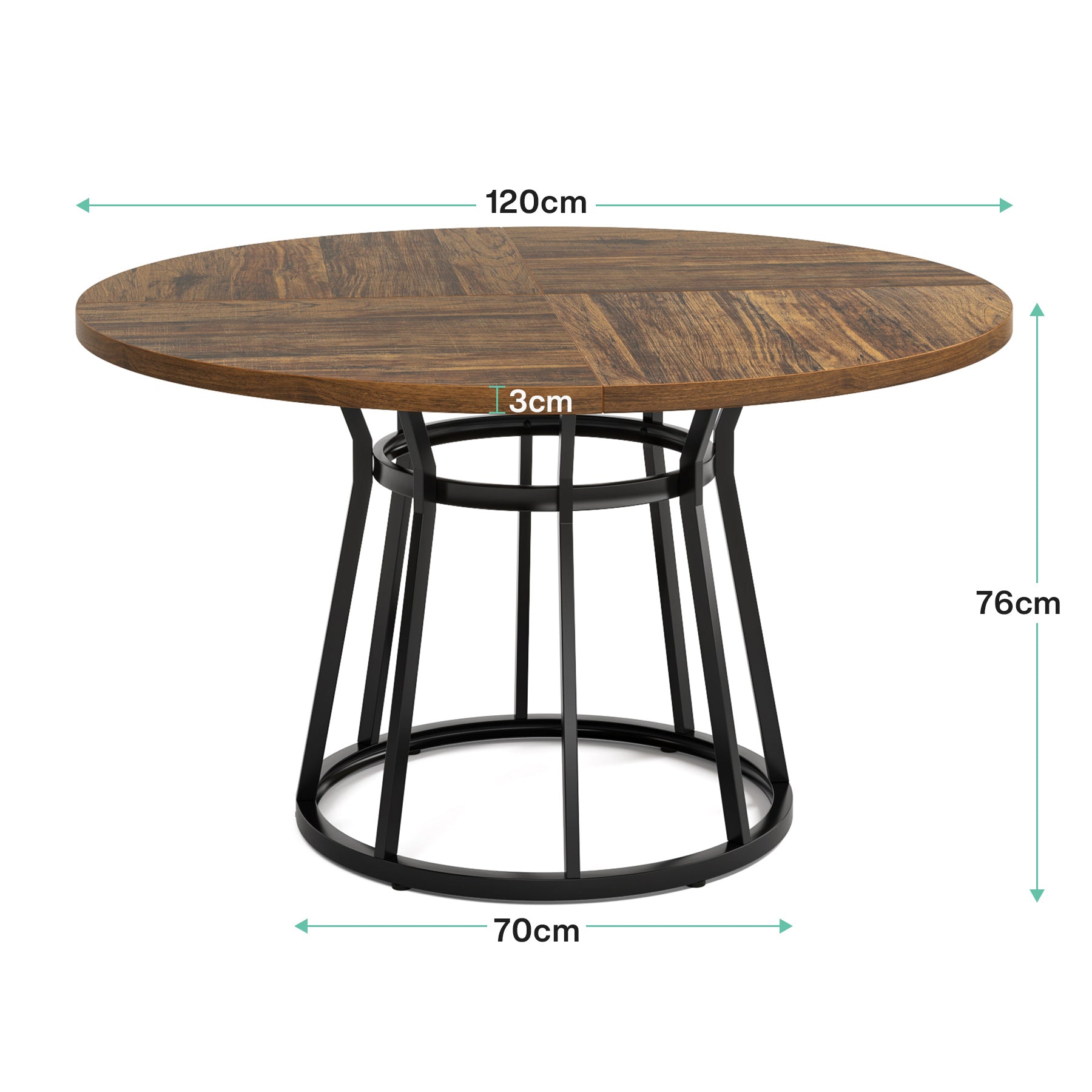Tribesigns Tavolo da pranzo rotondo, tavolo da cucina da 110 cm per 4 persone