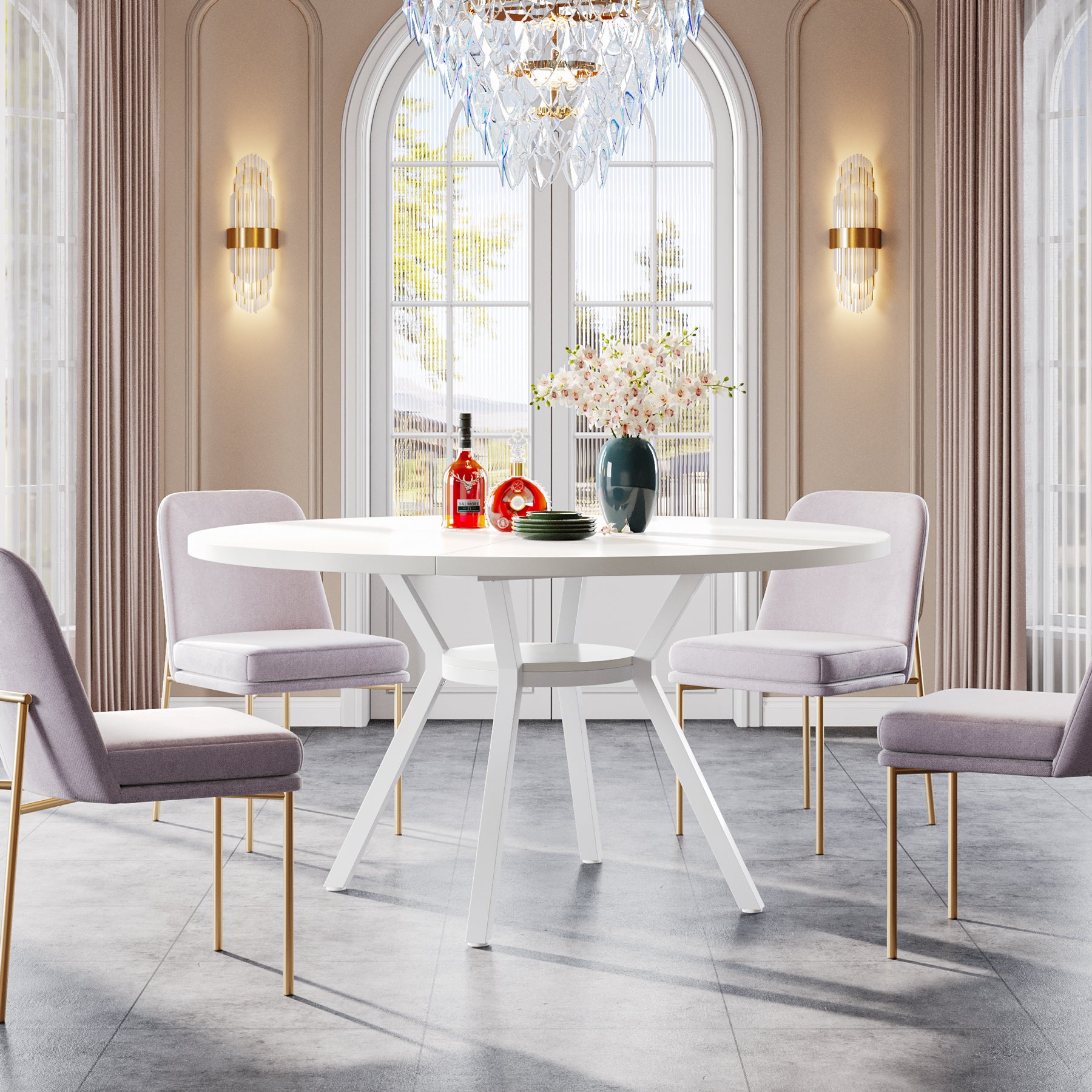 Tribesigns Tavolo da pranzo rotondo, tavolo da pranzo da cucina moderno da 120 cm per 4