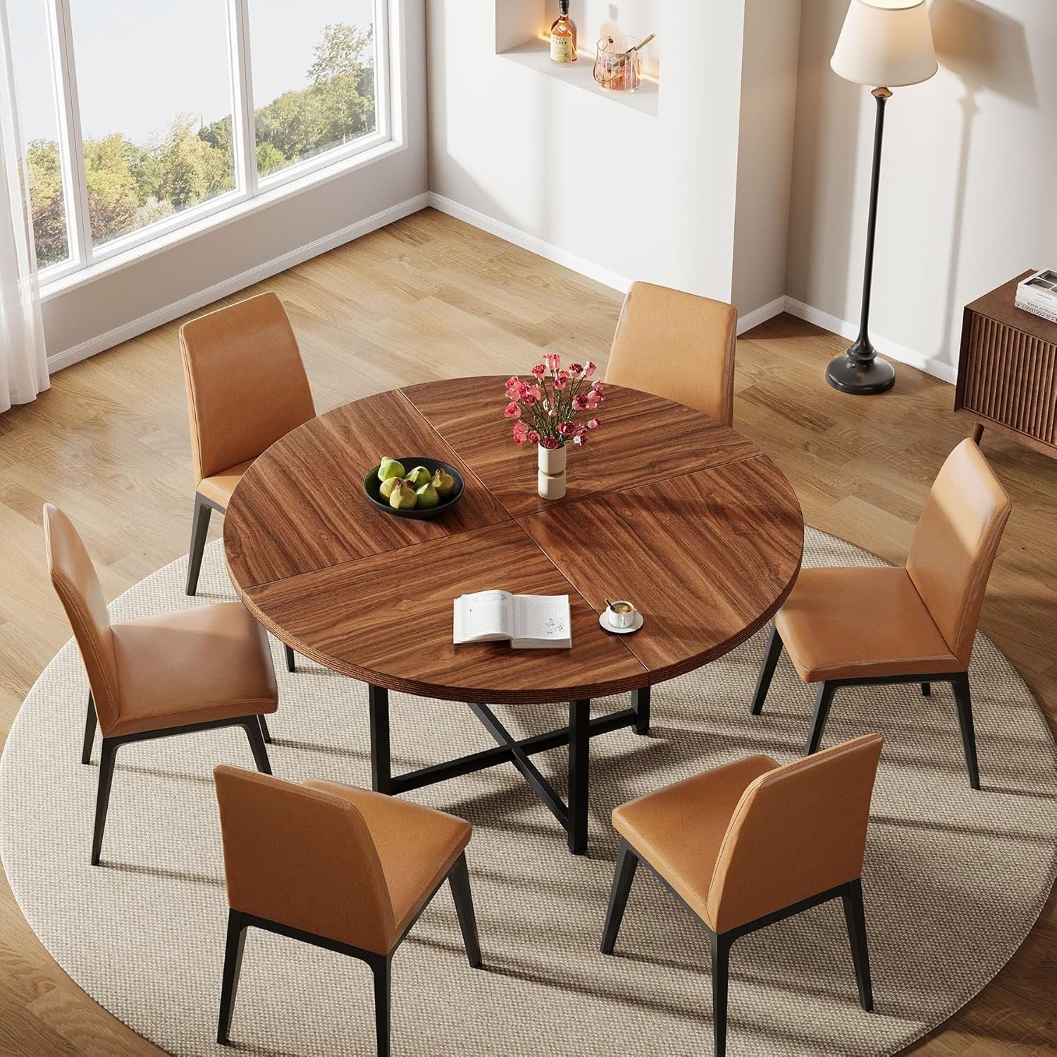 Tribesigns Tavolo da pranzo, tavolo da cucina rotondo da 120 cm per 4-6 persone