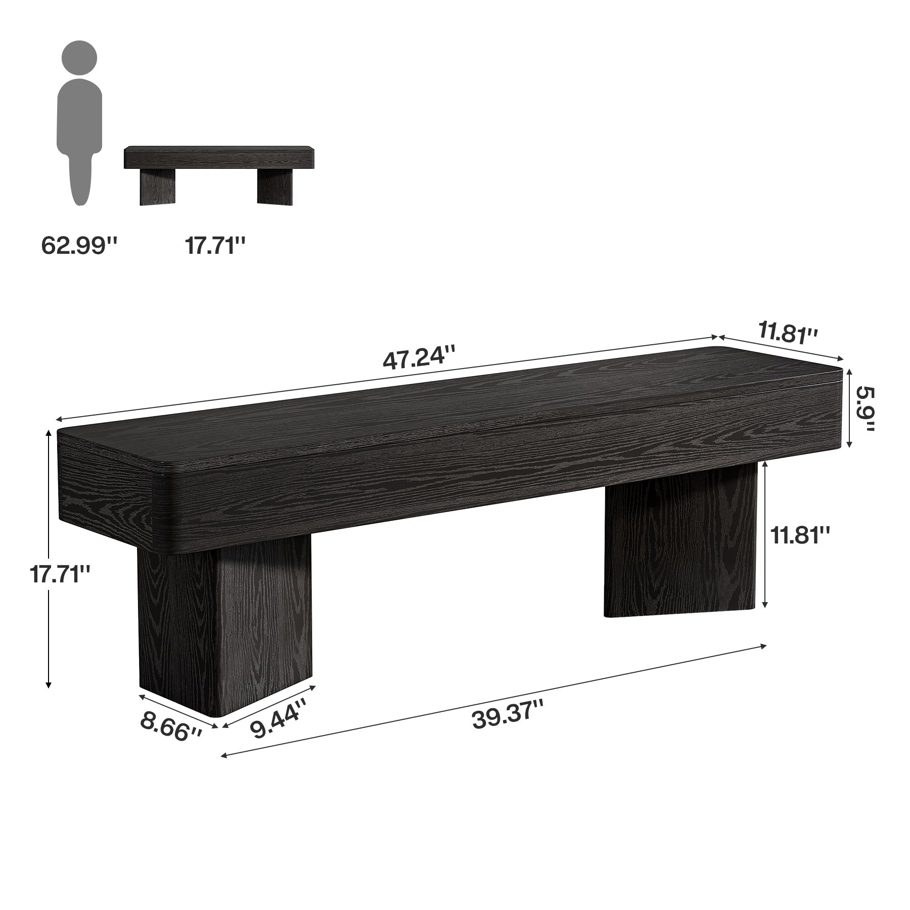 Tribesigns Panca da ingresso da 120 cm, panca moderna con robusta struttura prismatica