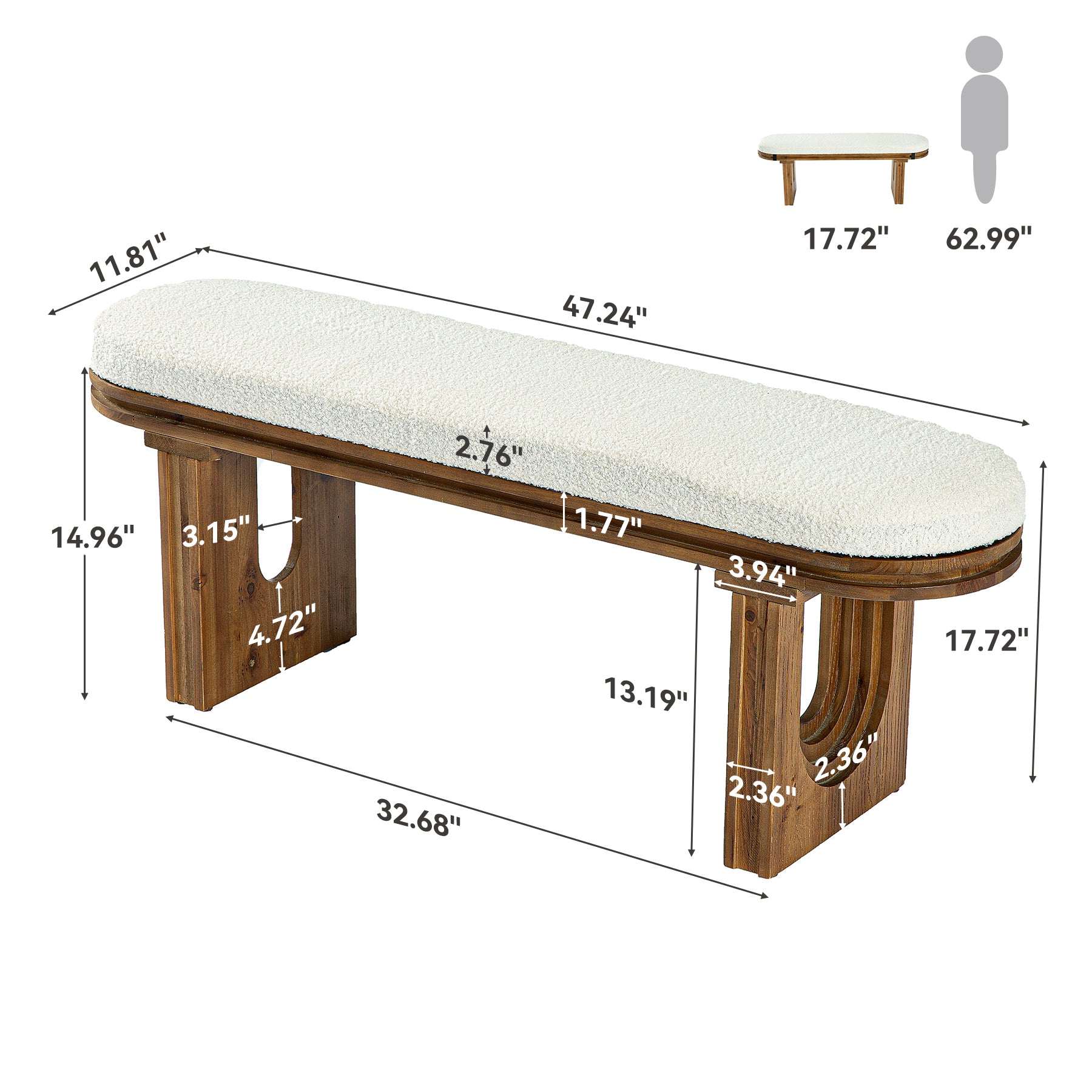 Tribesigns Panca in legno da 120 cm, moderna panca da ingresso panca porta scarpe, panca imbottita da ingresso