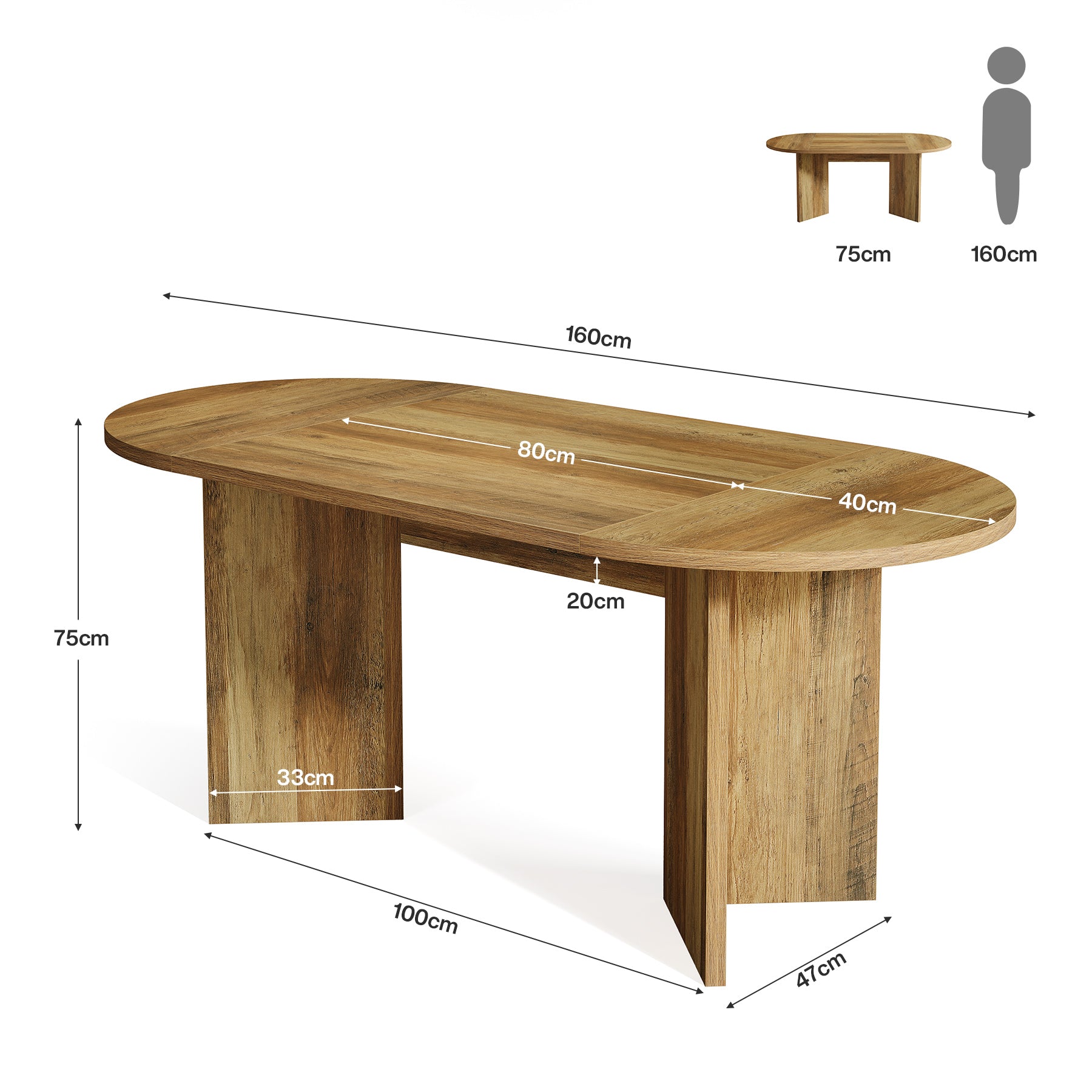 Tribesigns 160 cm Tavolo da pranzo, Tavolo da Cucina ovale per 6 persone