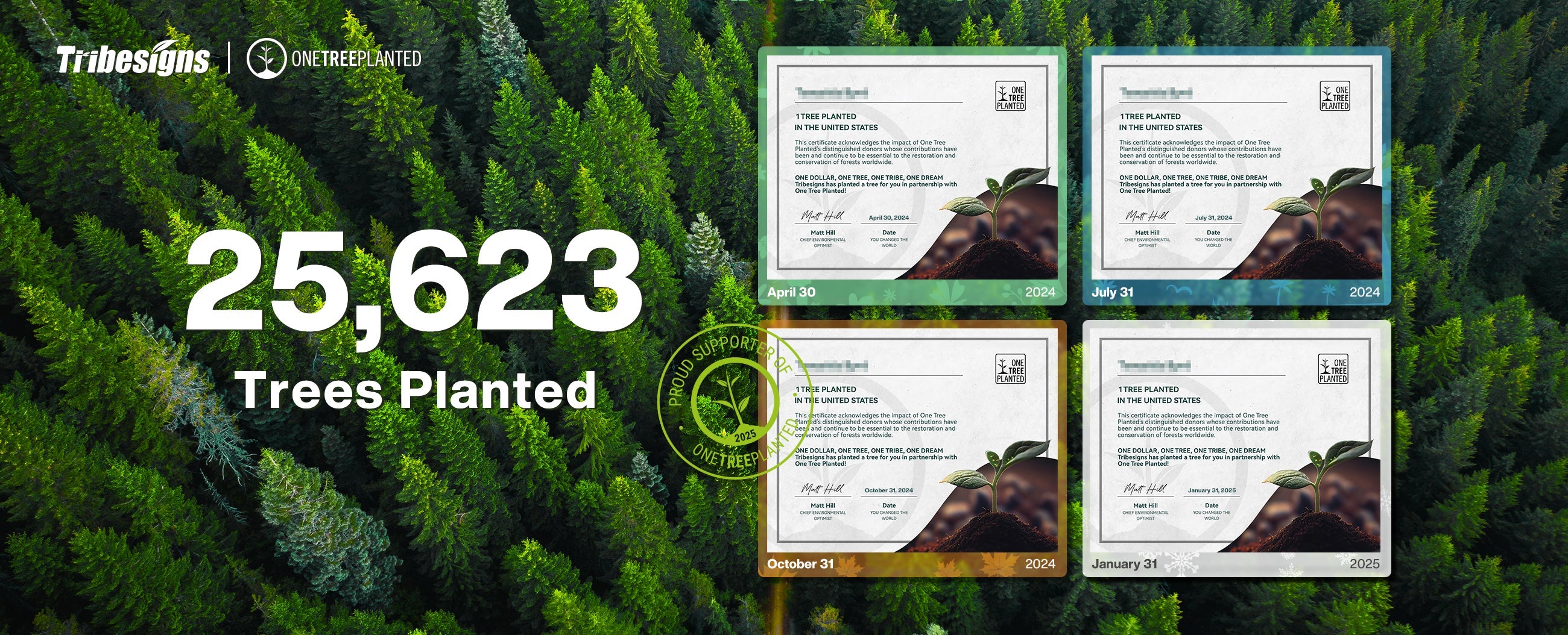 Tribesigns Annuncia il completamento del programma di piantagione di 25.000 alberi