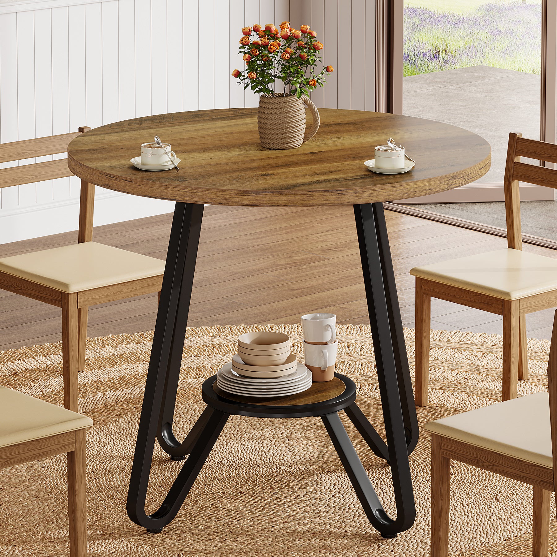 Tribesigns 80 cm Tavolo da Pranzo, Tavolo da Cucina Rotondo Tavolo da Caffè per 2-4