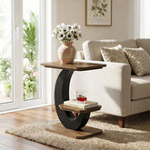 Tribesigns Tavolino laterale a 2 ripiani, tavolino stretto da divano/comodino con struttura ad arco 3