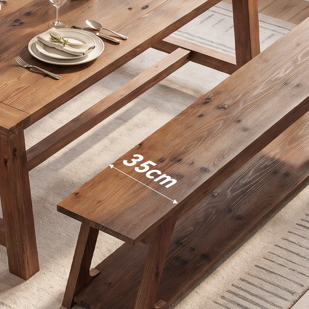 Panca da Letto Rustica in Legno Massello con Vano Contenitore, 150 cm, per Camera da Letto