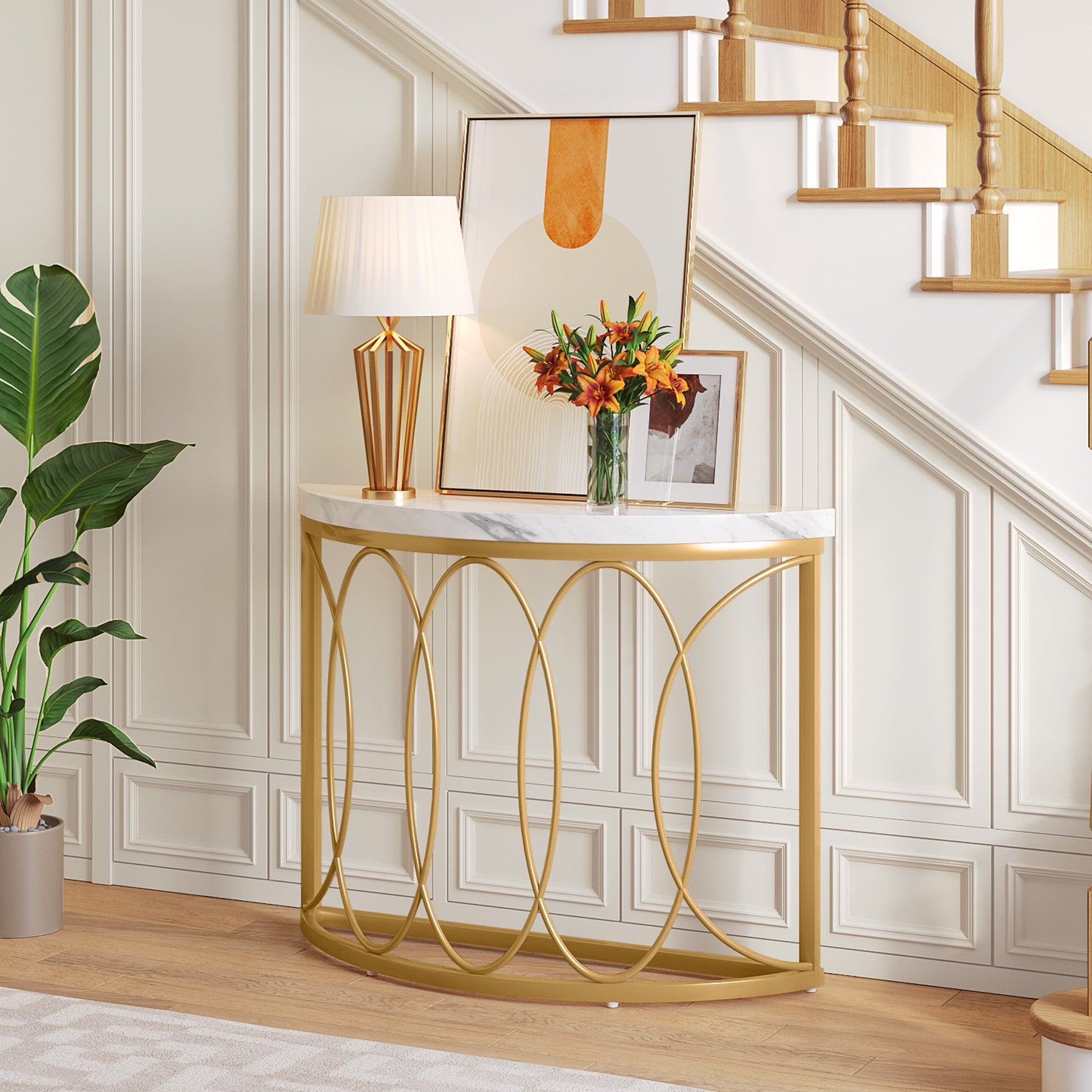 Tribesigns Console Table, moderno tavolo da ingresso con piano in finto marmo