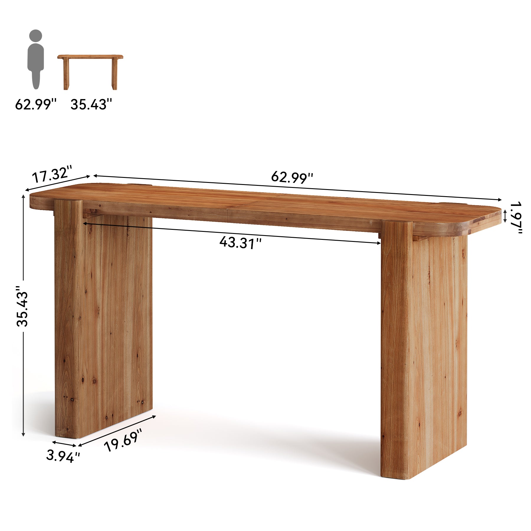 Tavolo da Bar Alto Industriale in Legno Massello, 160 cm, per 4-6 Persone