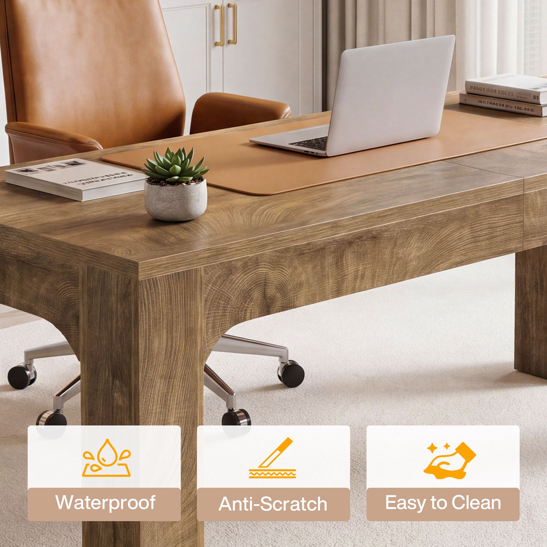 Scrivania Doppia in Legno, 180 cm, per 2 Persone, per Studio e Ufficio