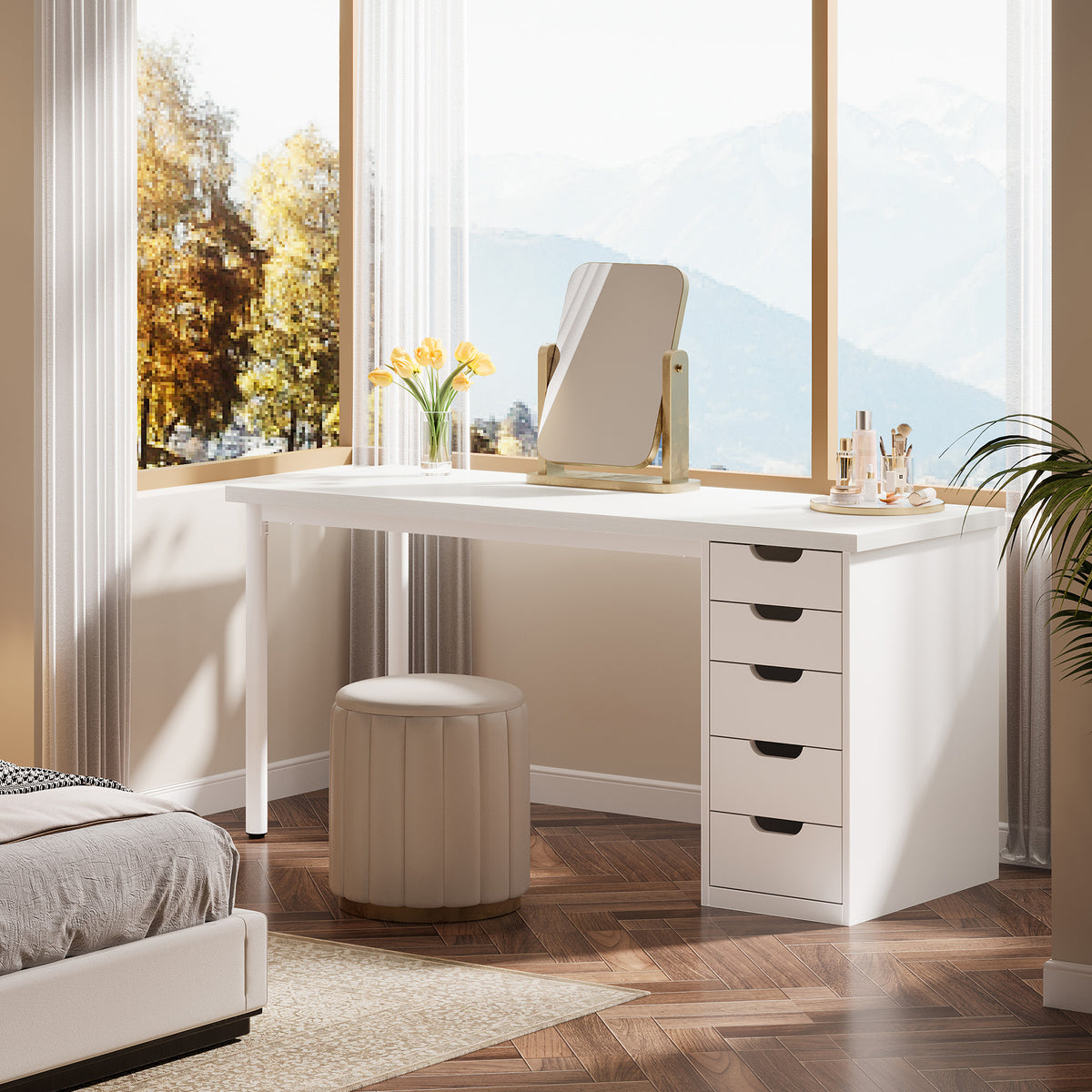 Scrivania Compatta con 5 Cassetti, 120 cm, per Ufficio