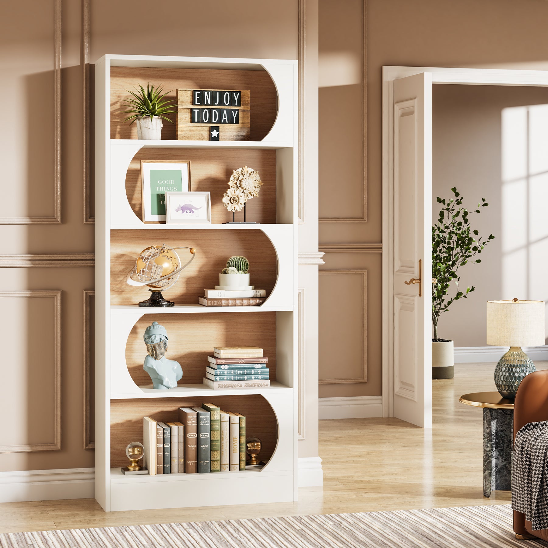 Tribesigns Libreria A 5 Ripiani, 180 CM Scaffale Portaoggetti e Espositivi A Cubo Aperto