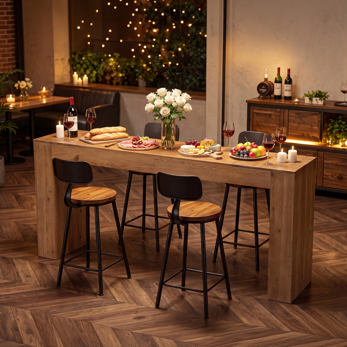 Tavolo da Bar Country in Legno Massello, 180 cm