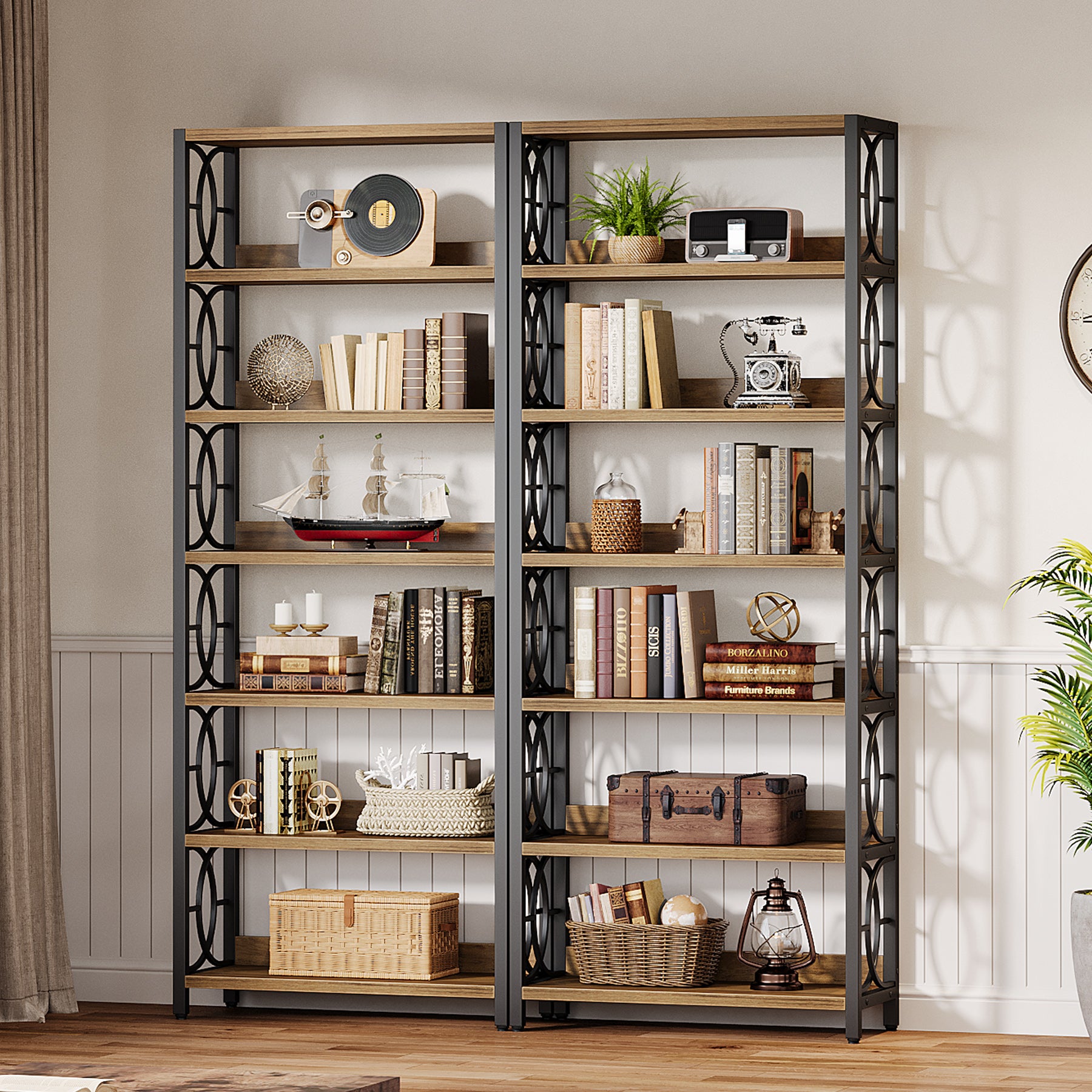 Tribesigns 180 cm Libreria, Espositore con ripiano portaoggetti a 6 ripiani