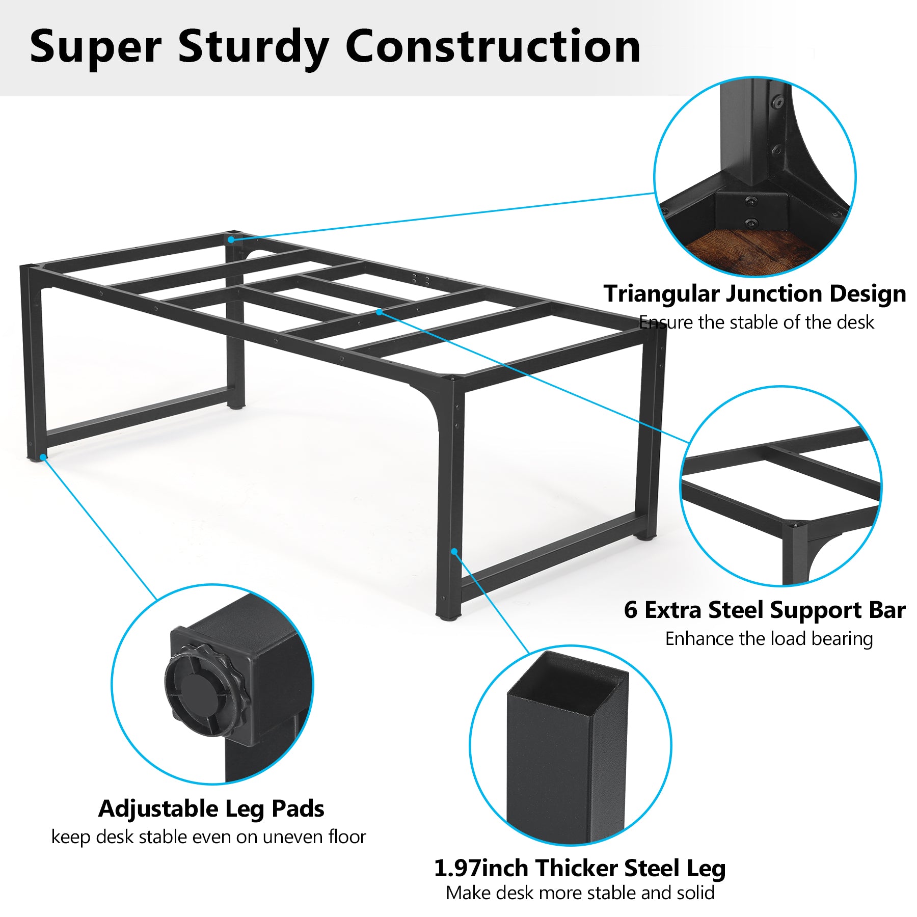 Tribesigns Scrivania per computer, scrivania da ufficio rustica da 180 cm, scrivania direzionale
