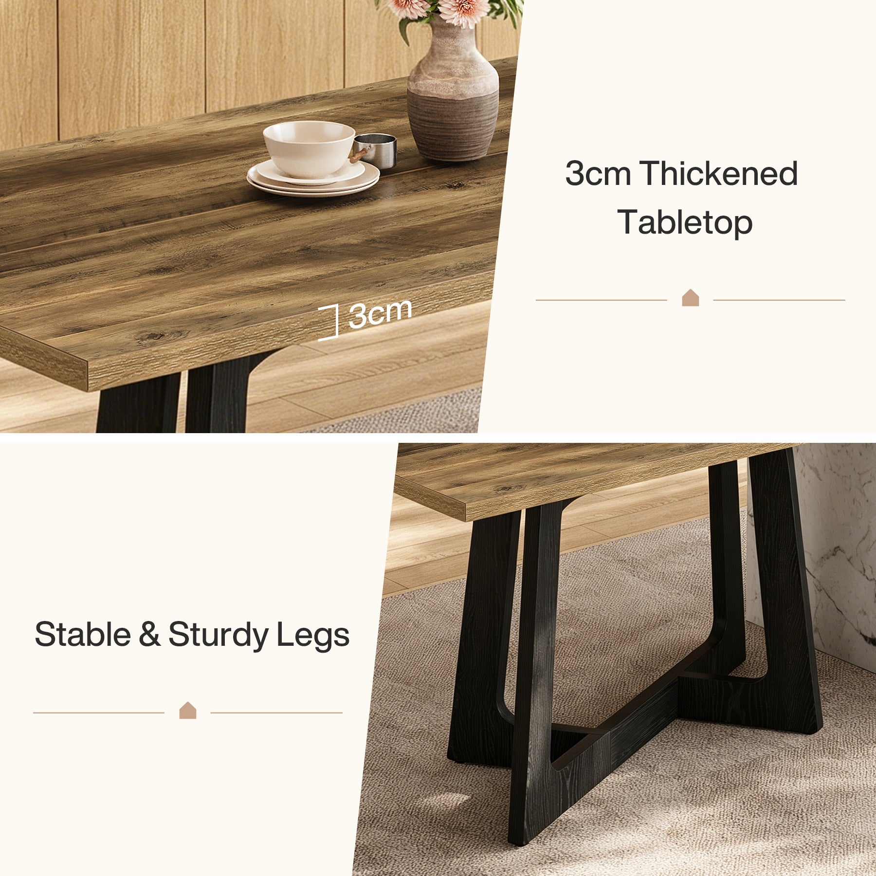 Tribesigns Tavolo da pranzo 120 x 79 cm per 2-4 persone, tavolo da cucina rustico con base robusta ideale per piccoli spazi