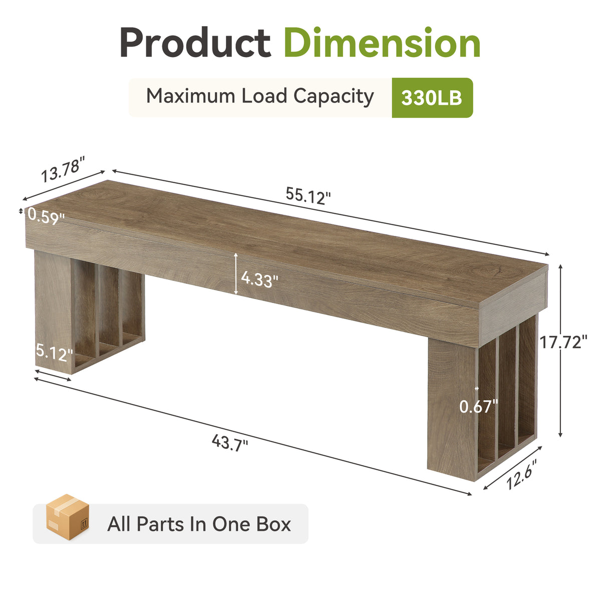 Panca Rustica in Legno Portascarpe, 140 x 35 x 45 cm, per Ingresso e Corridoio