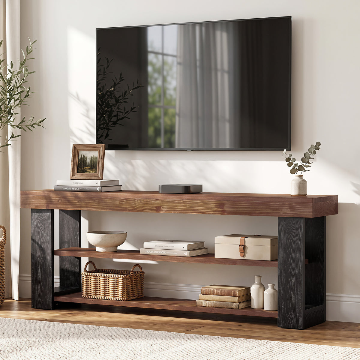 Mobile TV Country in Legno Massello, 160 cm, per TV fino a 70"