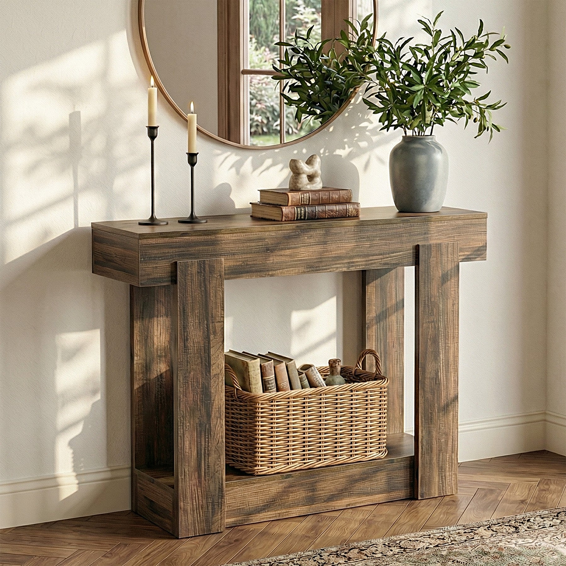 Tribesigns Consolle da 105 cm con ripiano, tavolino d'ingresso stretto in stile country per ingresso