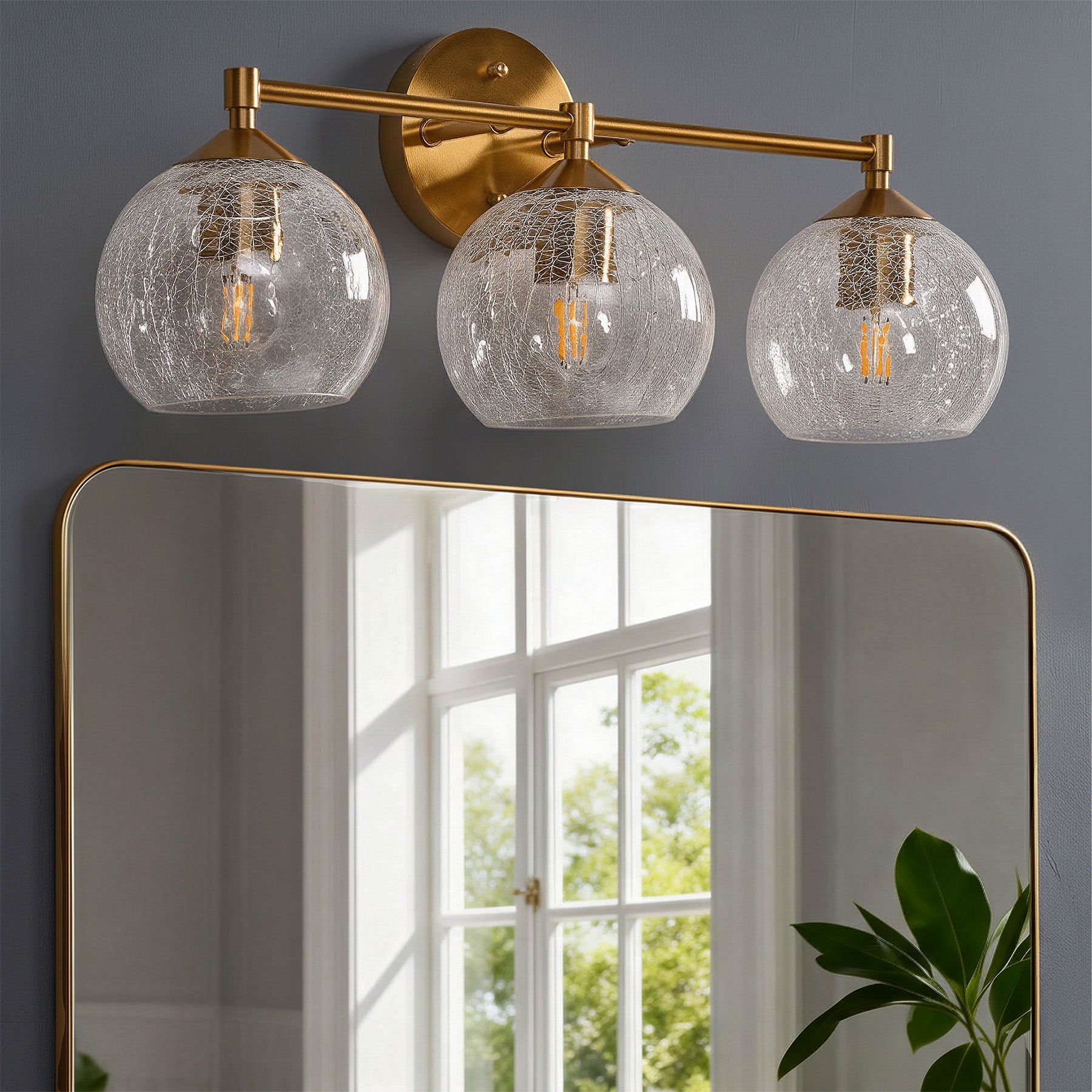 Tribesigns Applique Bagno 3 Luci, Applique Murale E27 Lampada da Specchio Dorata