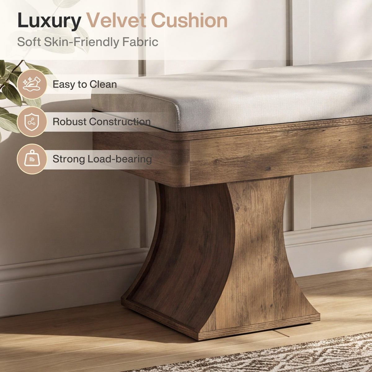 Panca Country con Cuscino, 161 cm, per Ingresso e Cucina