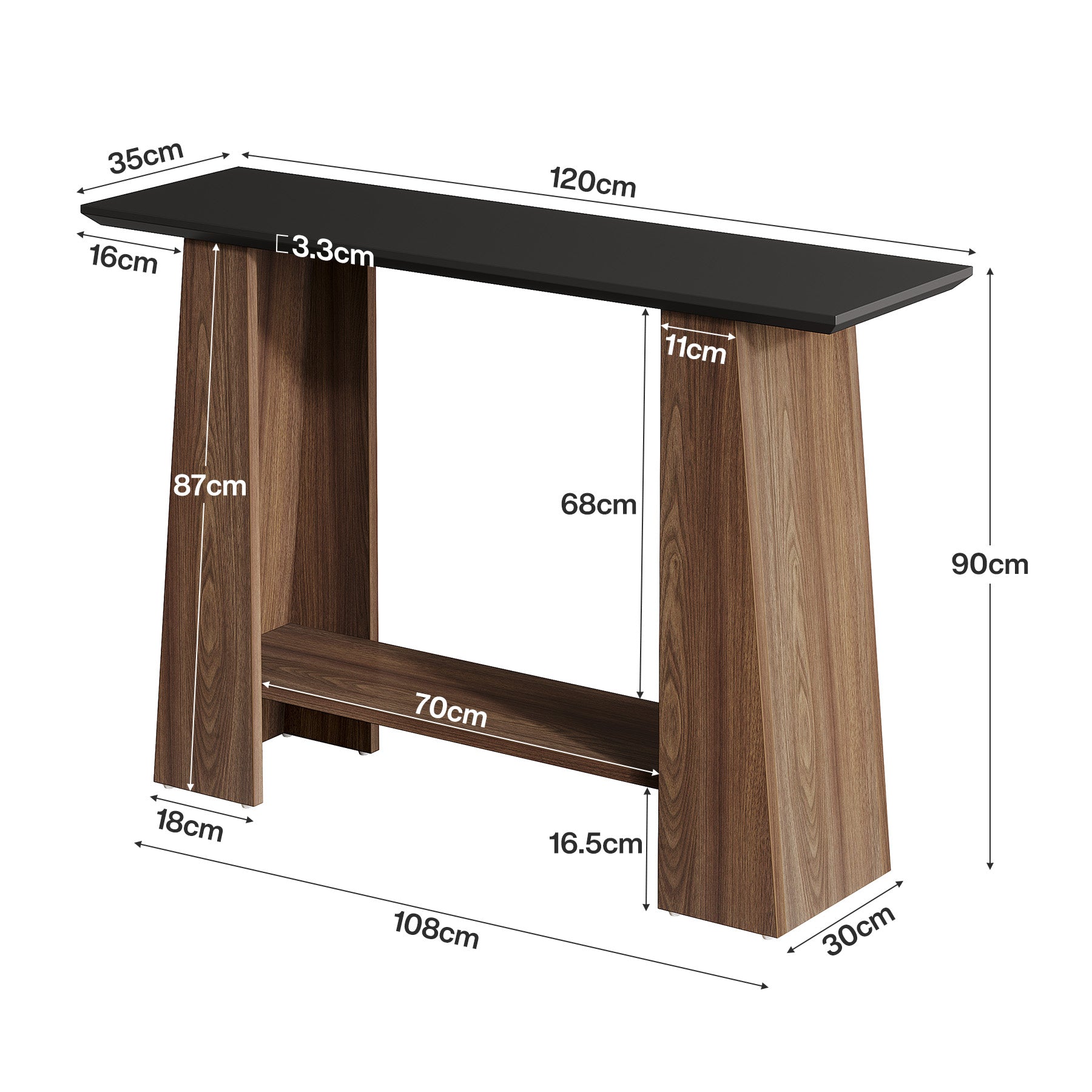 Tribesigns Tavolo consolle da 120 cm, tavolo da ingresso a 2 livelli in stile moderno