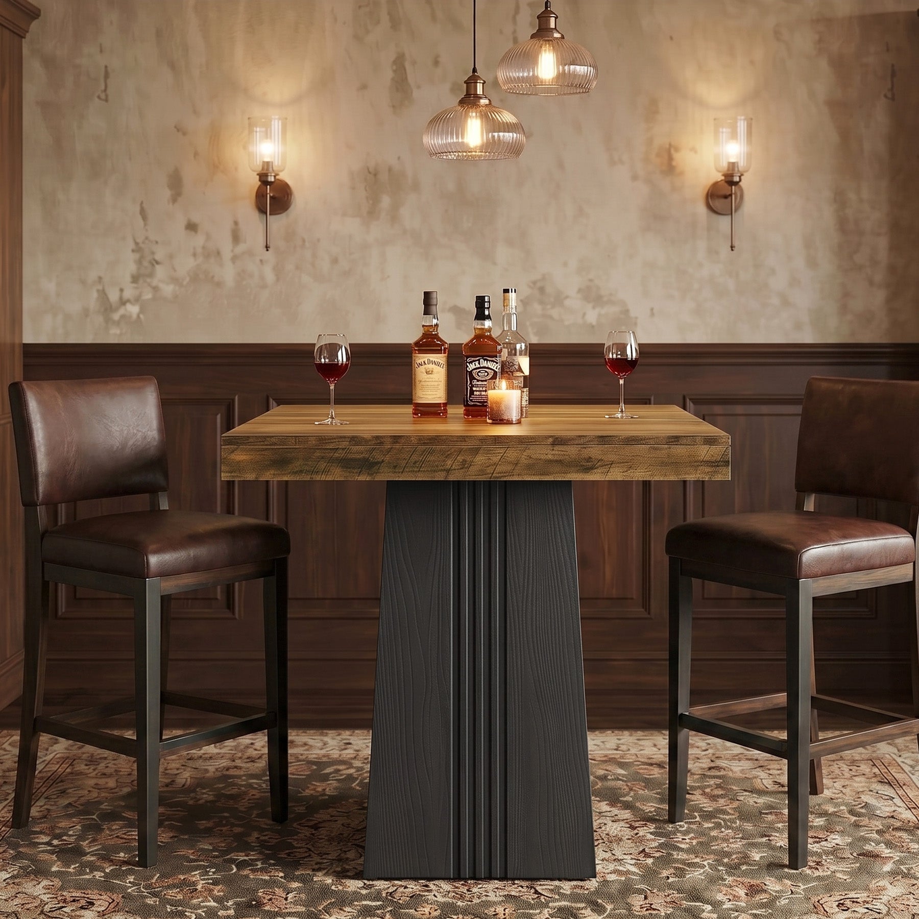 Tribesigns Tavolo da bar quadrato da 80 cm, alto 90 cm, tavolo alto in stile bistrot con gambe scanalate