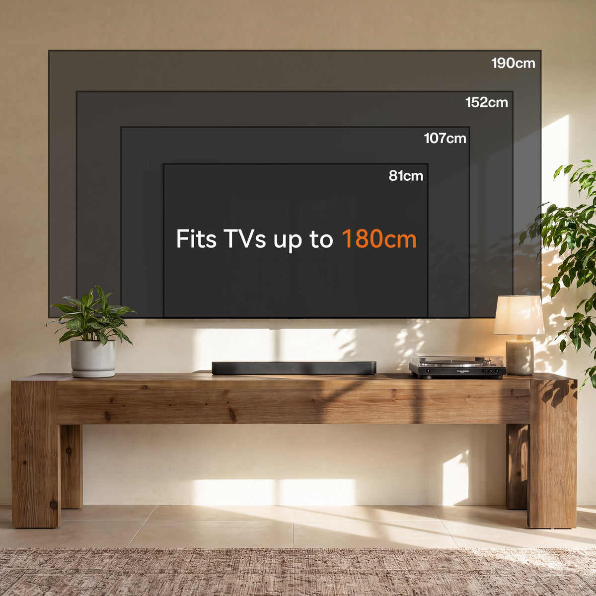 Mobile TV Country in Legno Massello, 180 cm, per Soggiorno