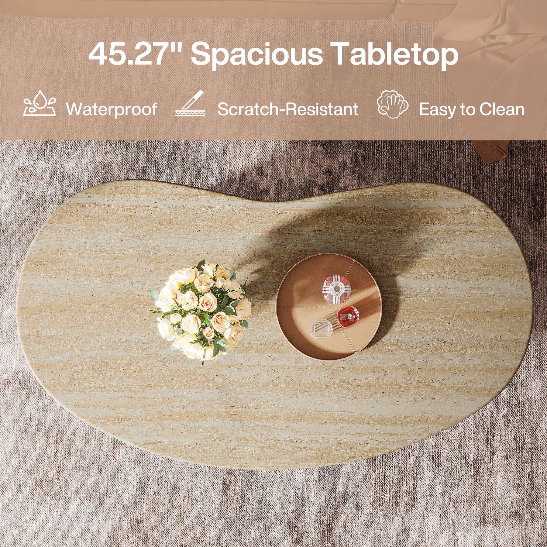 Tribesigns Tavolino da caffè da 115 cm, tavolino da cocktail centrale ovale con piedistallo asimmetrico