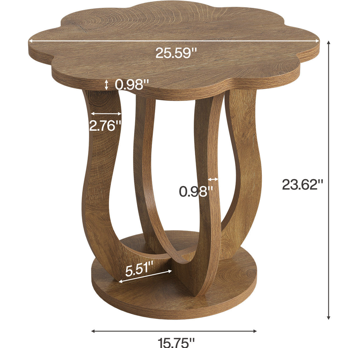 Tribesigns Tavolino moderno da 65 cm, tavolino laterale a forma di fiore, comodino con gamba artistica