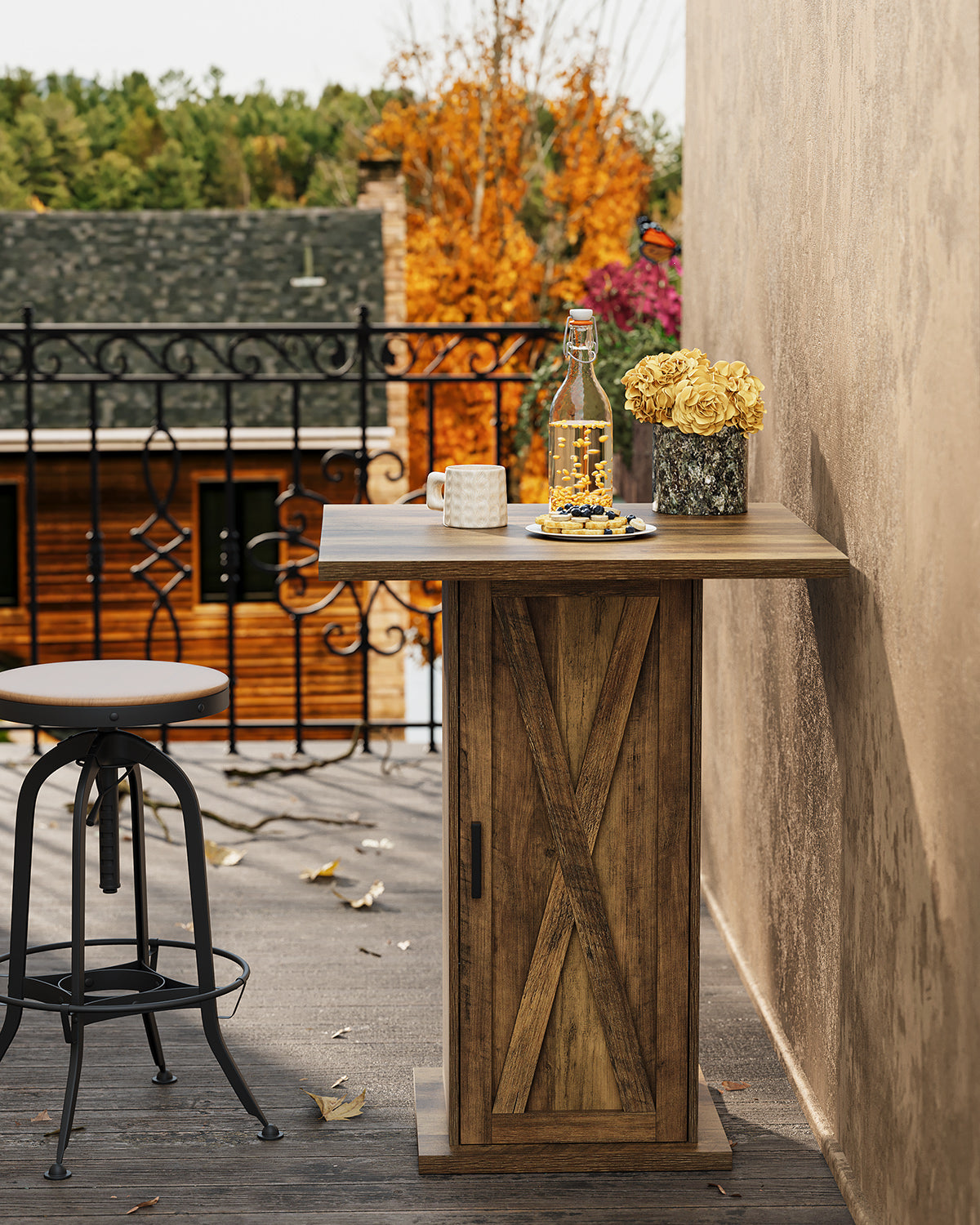 Tribesigns Tavolo da bar da 80 cm, Tavolo da bistro quadrato con 3 ripiani