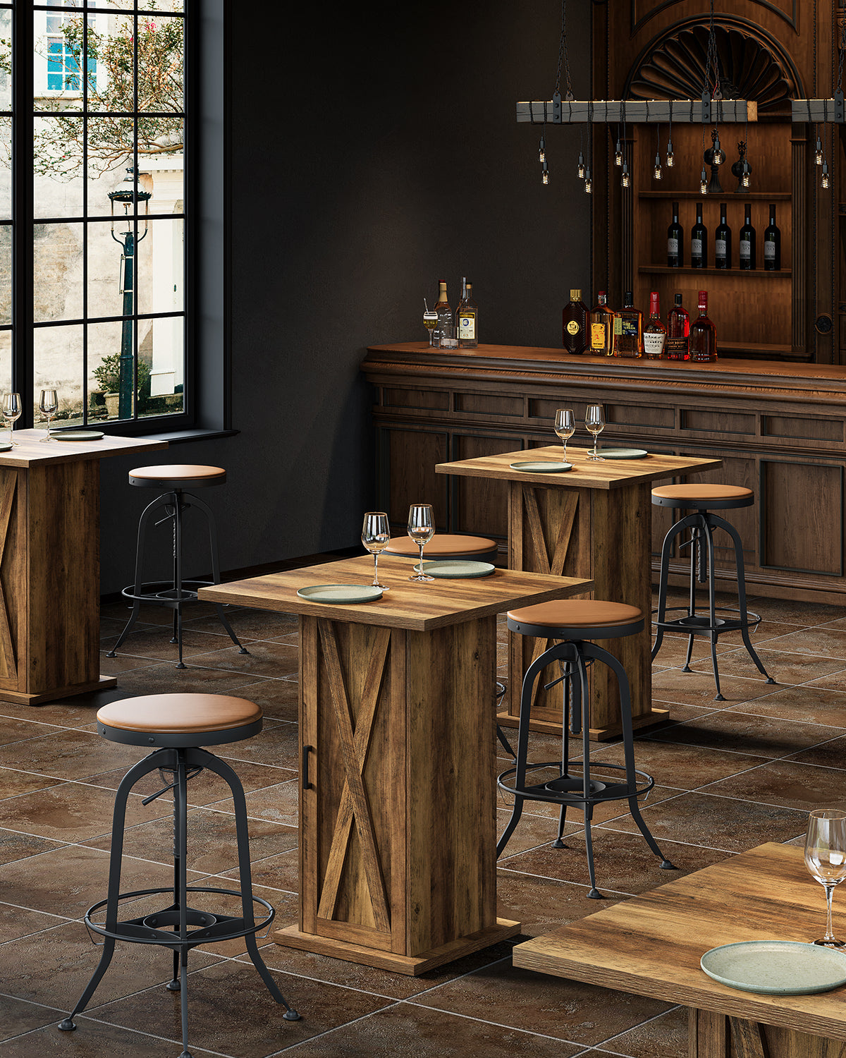 Tribesigns Tavolo da bar da 80 cm, Tavolo da bistro quadrato con 3 ripiani