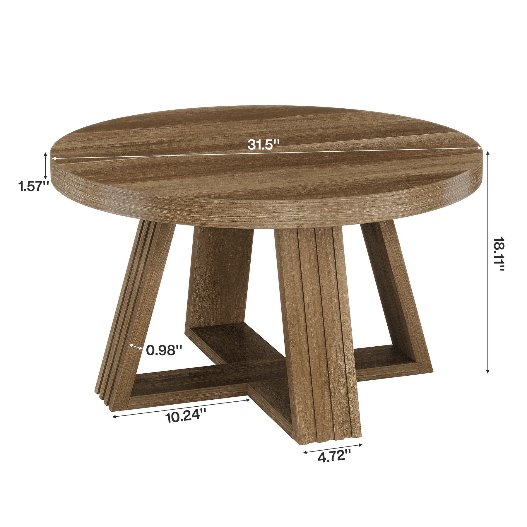 Tribesigns Tavolino rotondo da 80 cm, tavolo da soggiorno in stile country con struttura a croce