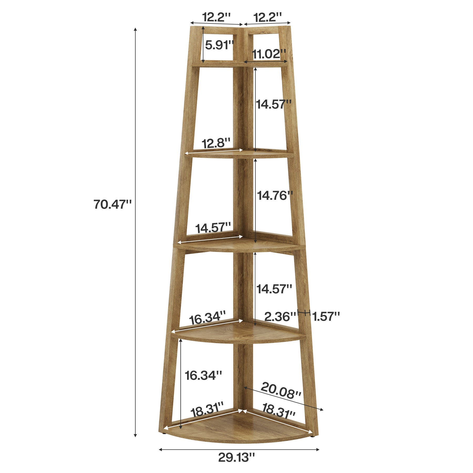Tribesigns Scaffale angolare alto (178 cm) con 5 ripiani, mobile contenitore salvaspazio per soggiorno