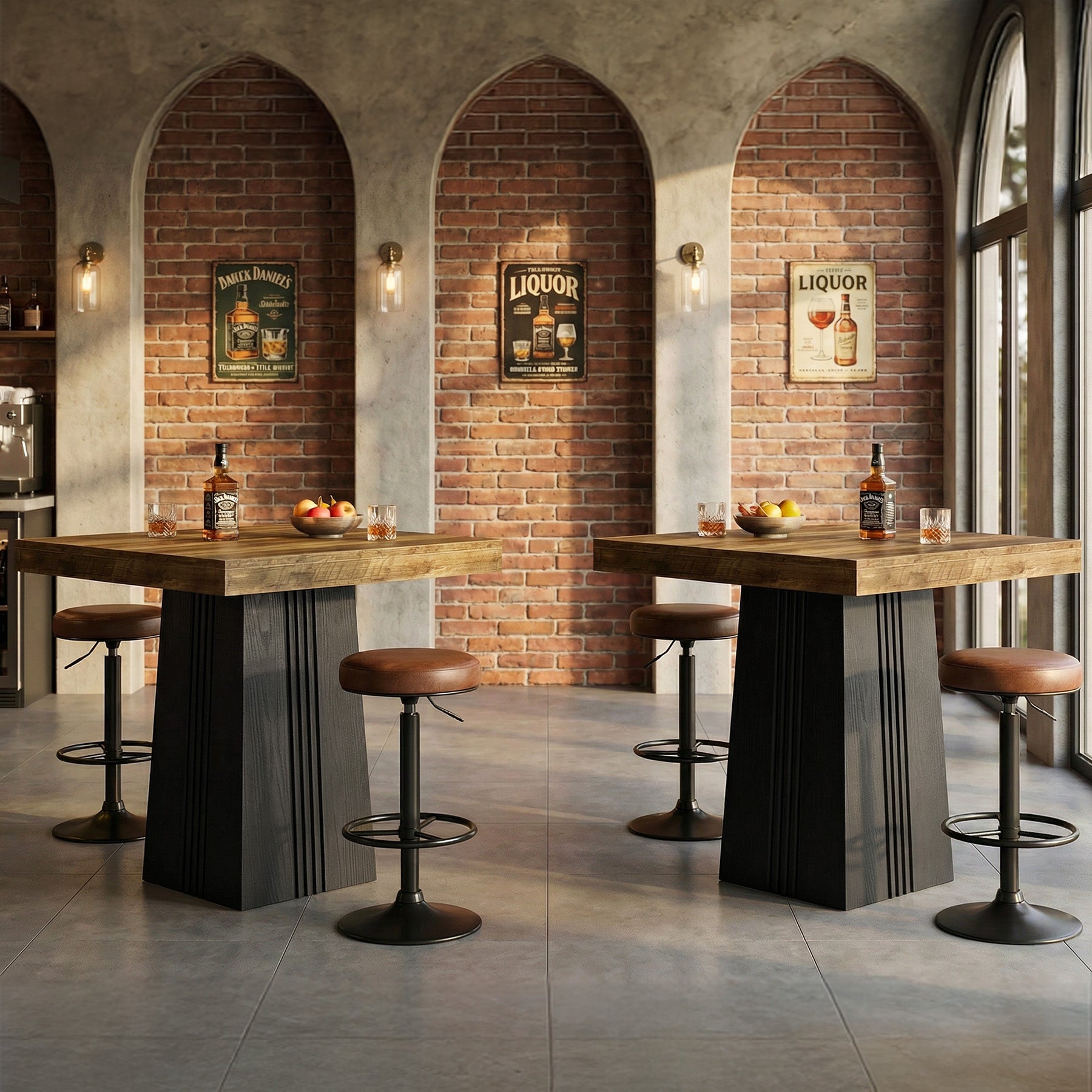 Tribesigns Tavolo da bar quadrato da 80 cm, alto 90 cm, tavolo alto in stile bistrot con gambe scanalate
