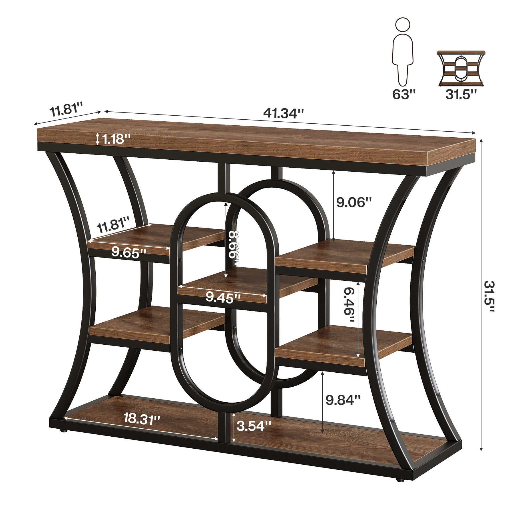 Tribesigns Tavoli da consolle da 105 cm, tavolino dietro il divano per il soggiorno