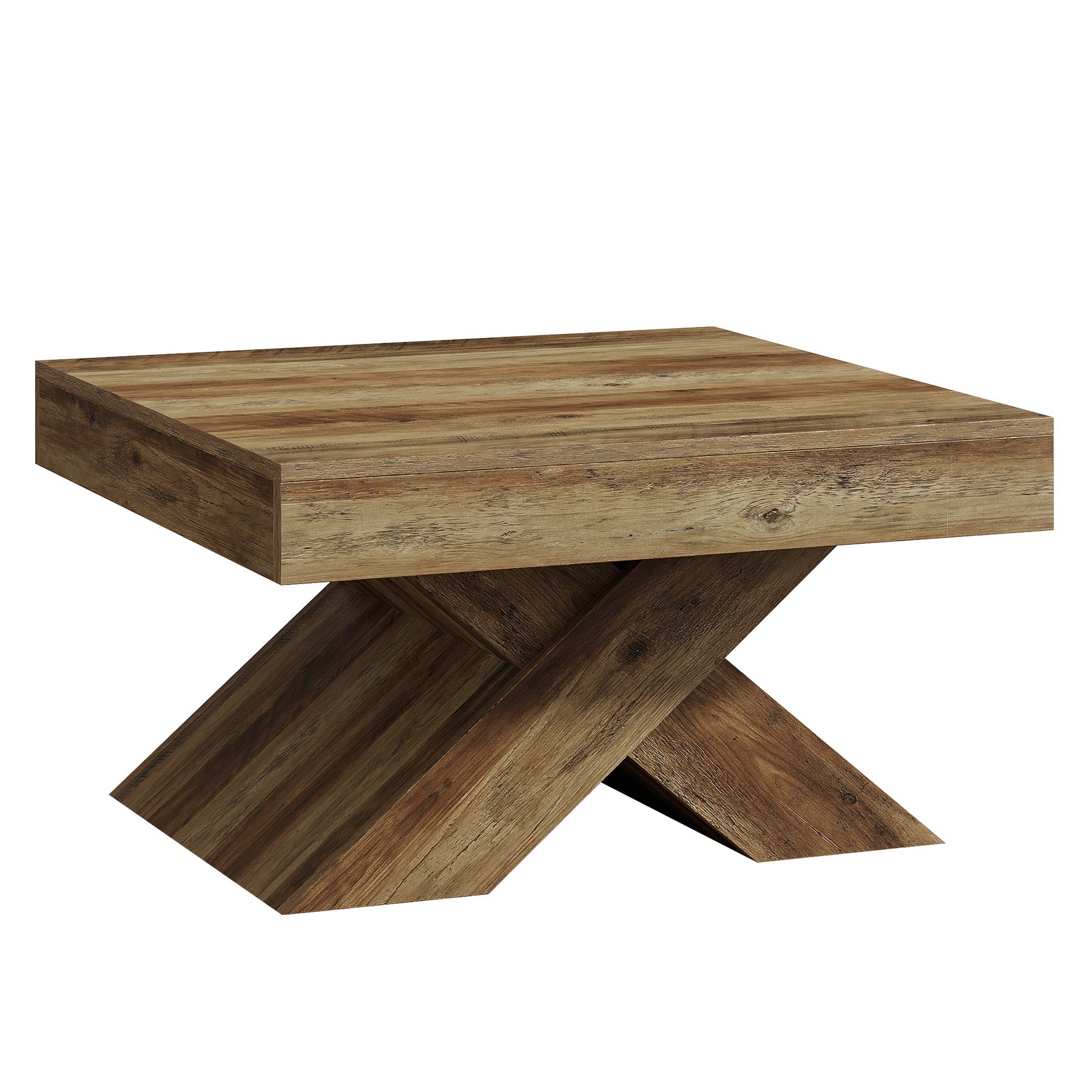 Tribesigns Tavolino quadrato da 80 cm, tavolino rustico per piccoli spazi con base a X